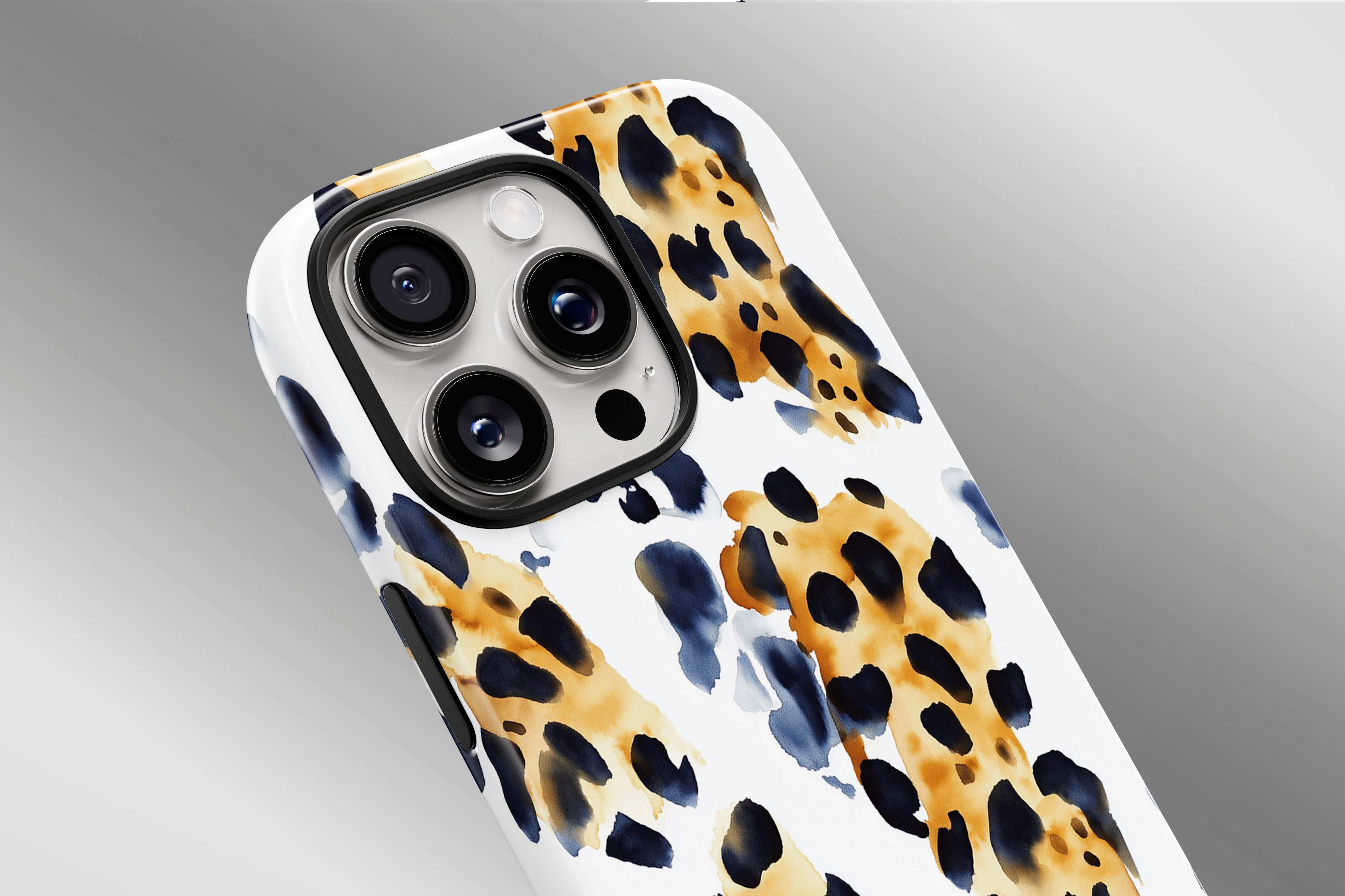 A close up image of a phone case featuring our Abstract Leopard design