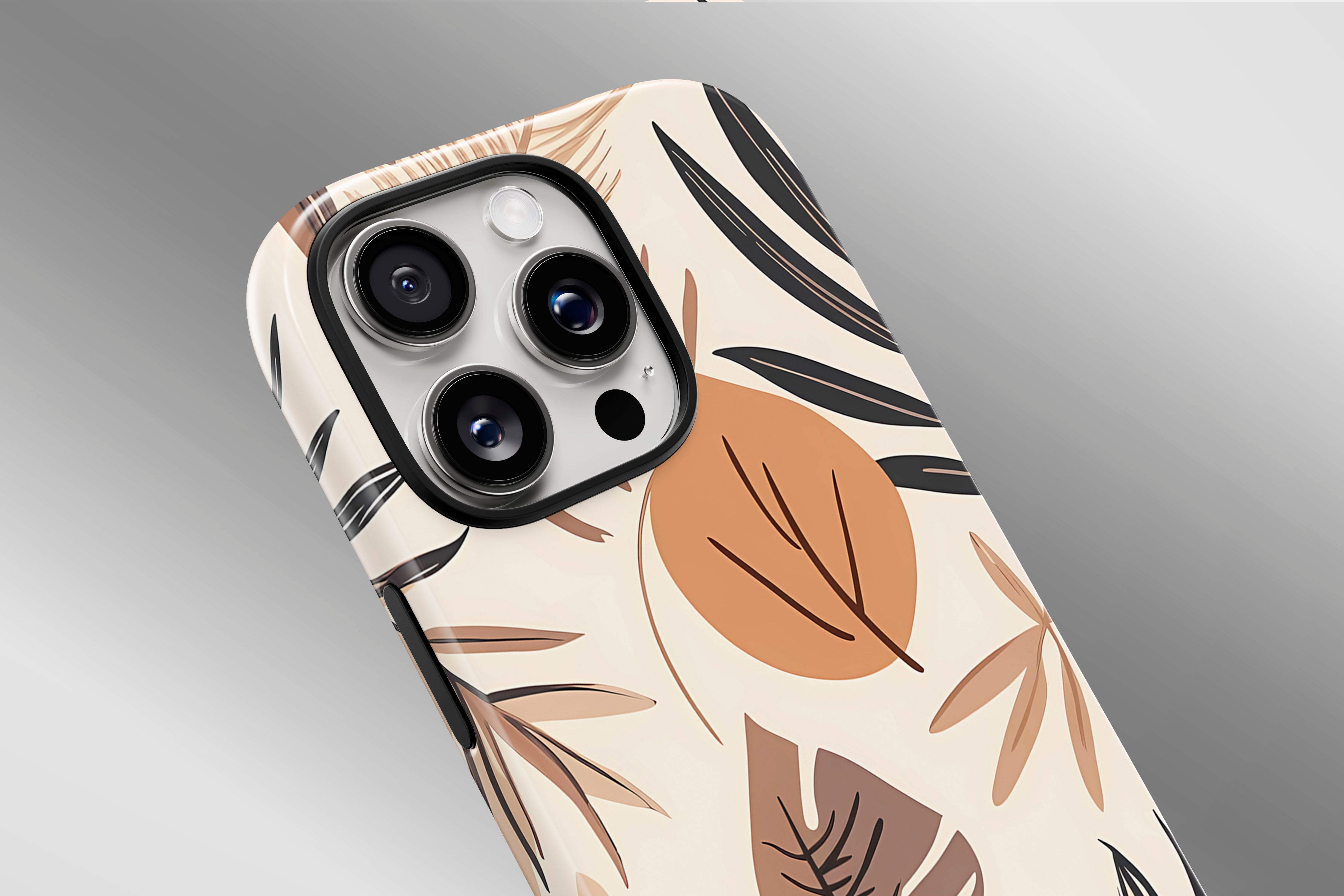 A close up image of a phone case featuring our Nude Leaf design