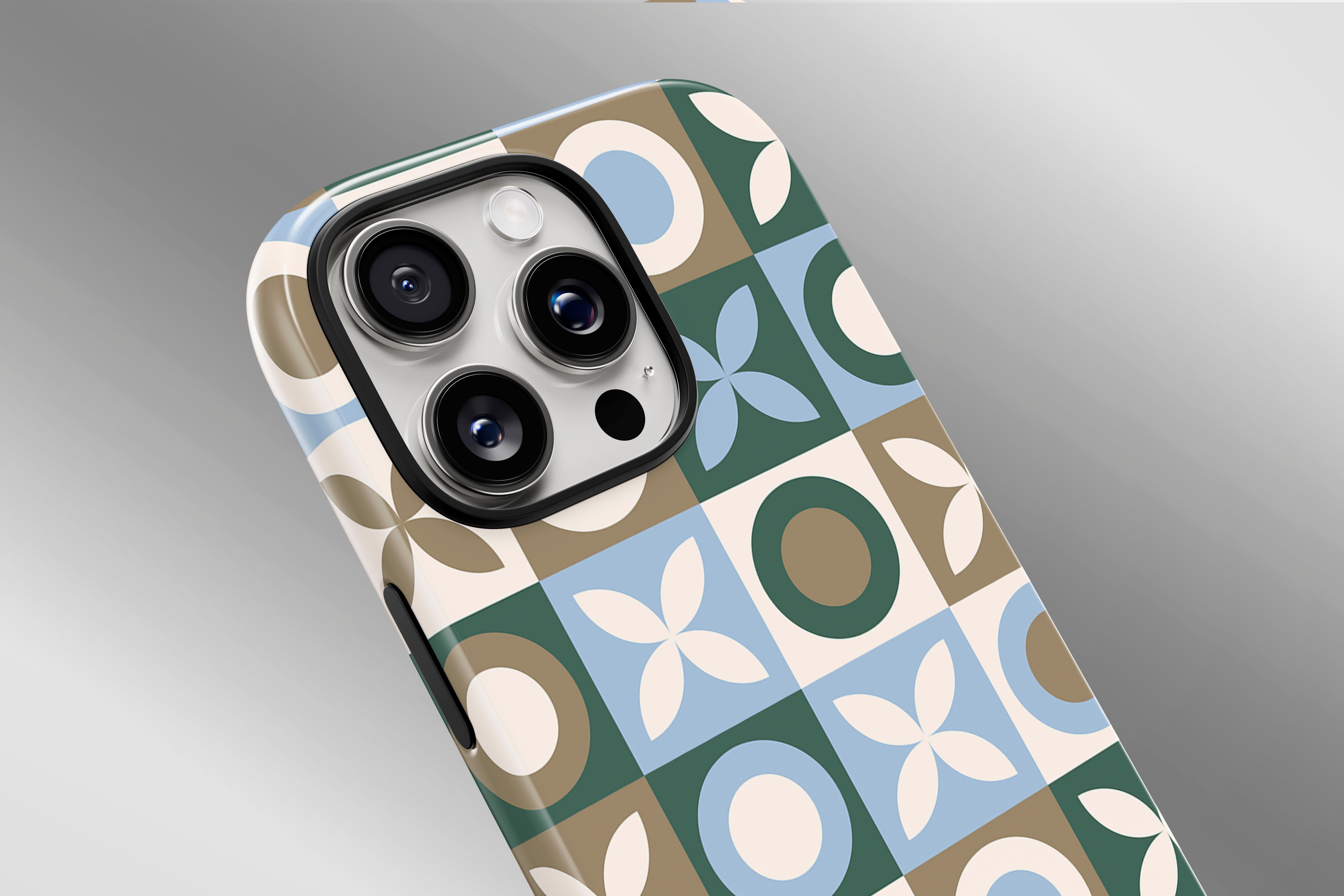 A close up image of a phone case featuring our Tile design