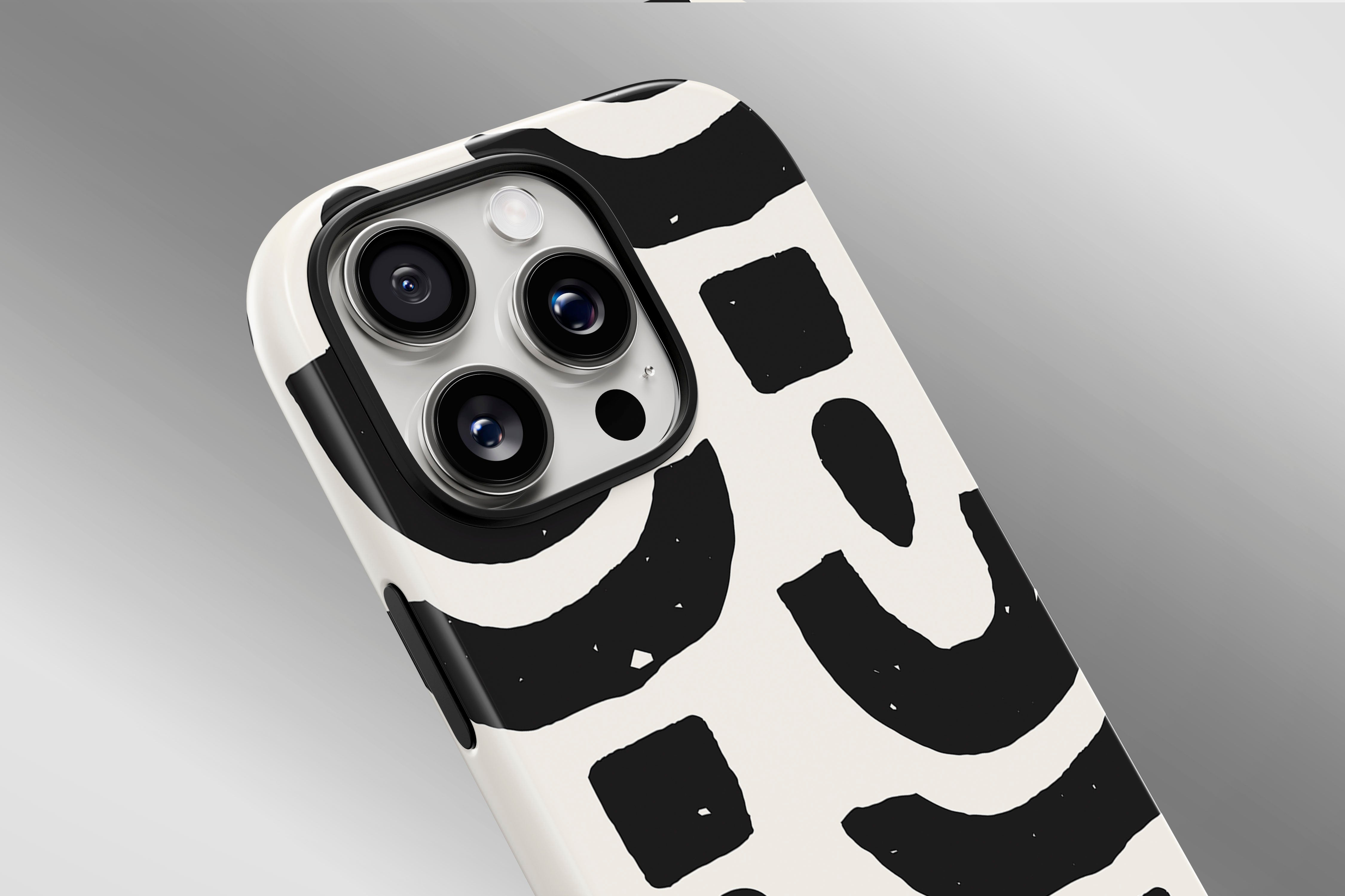 A close up image of a phone case featuring our Abstract Shapes design