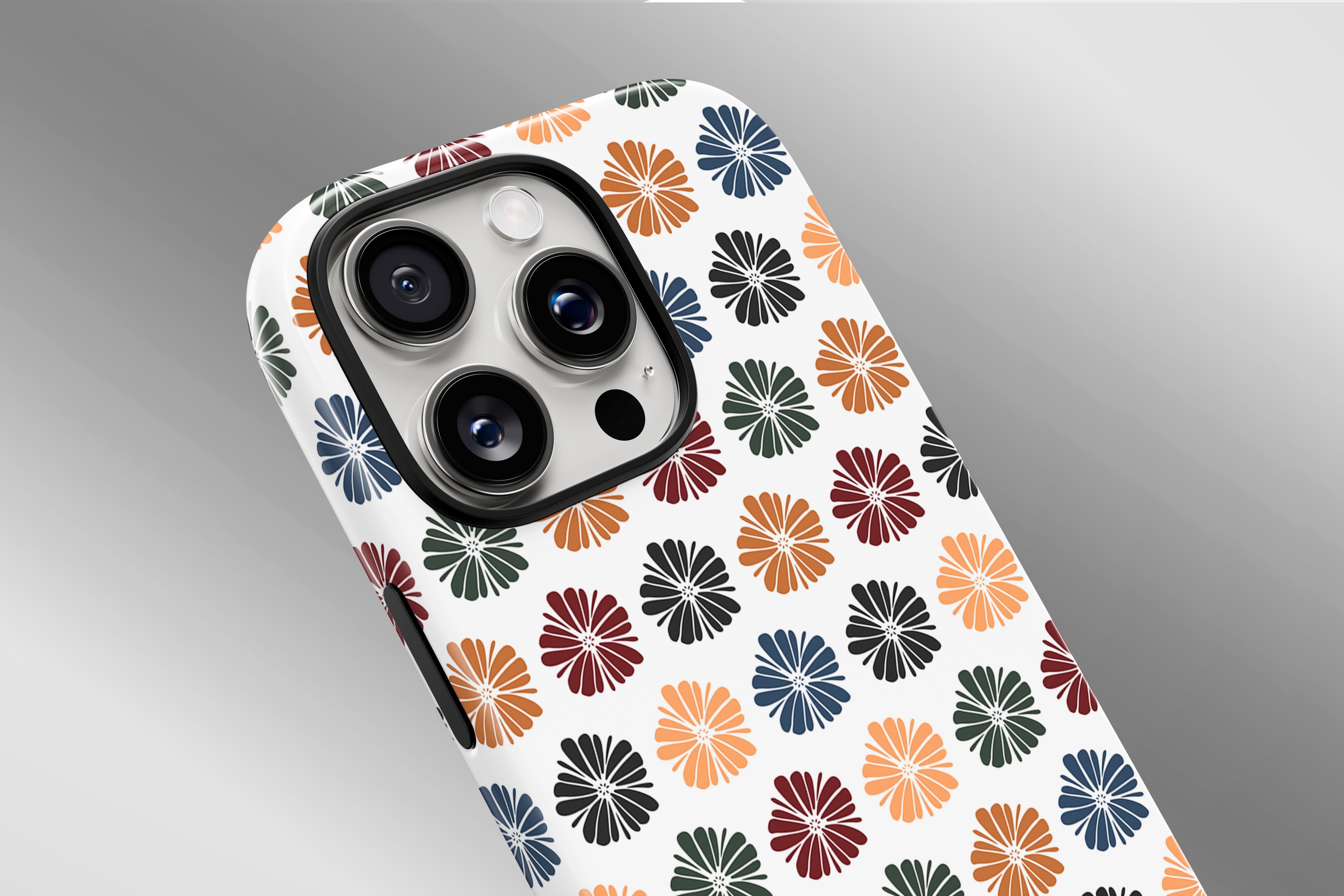 A close up image of a phone case featuring our Autumn Floral design