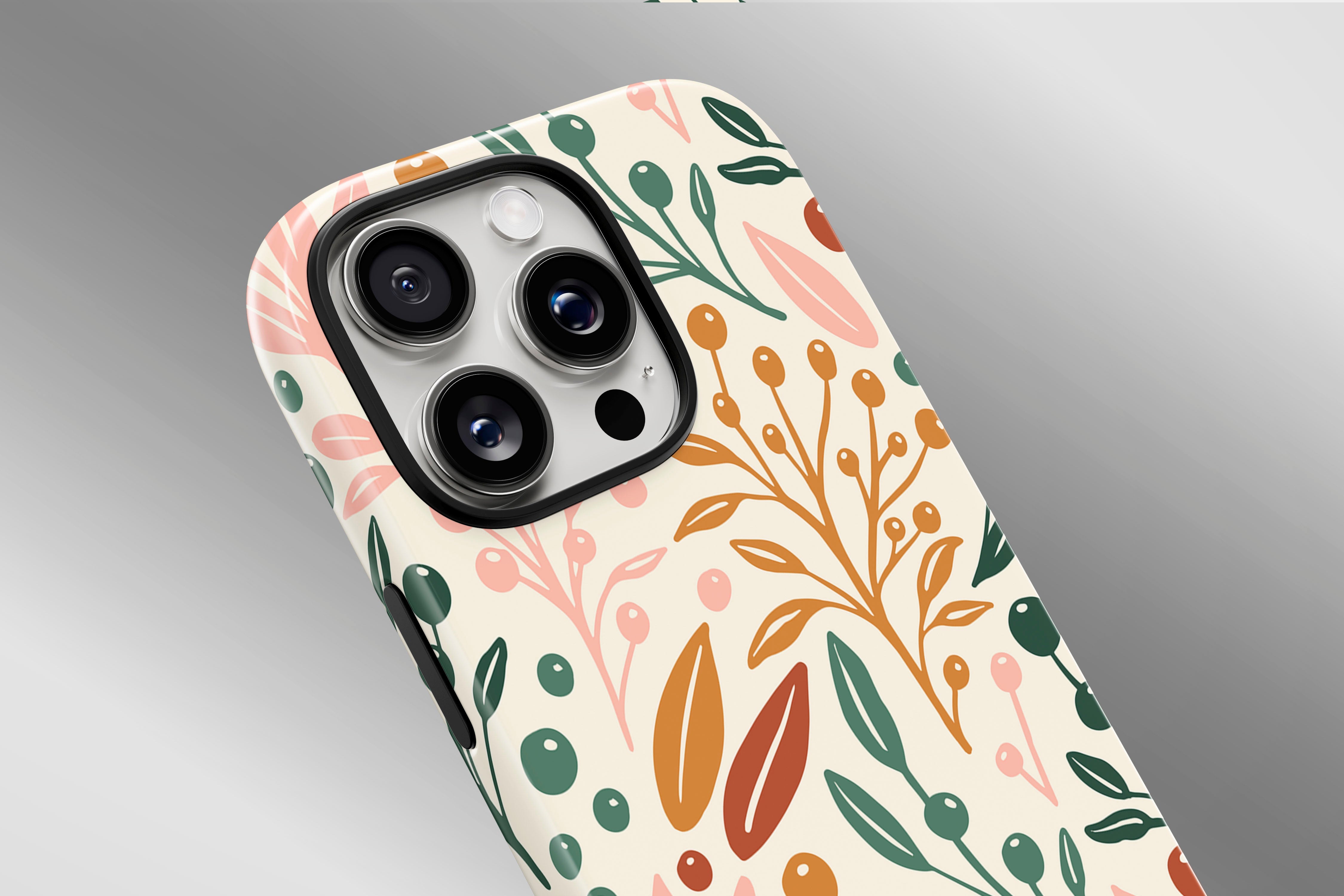 A close up image of a phone case featuring our Berry Cool design