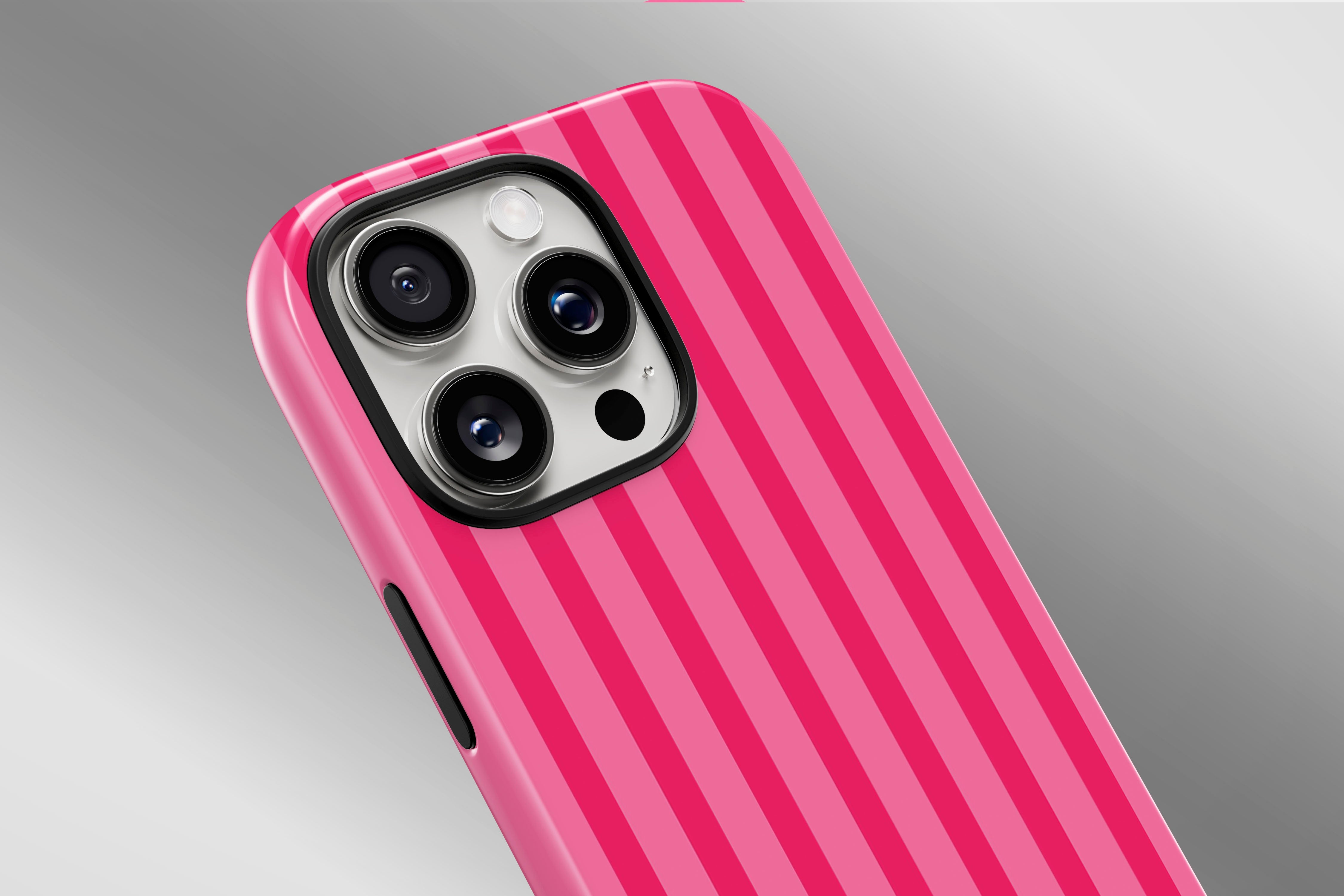 A close up image of a phone case featuring our Candy Stripe design