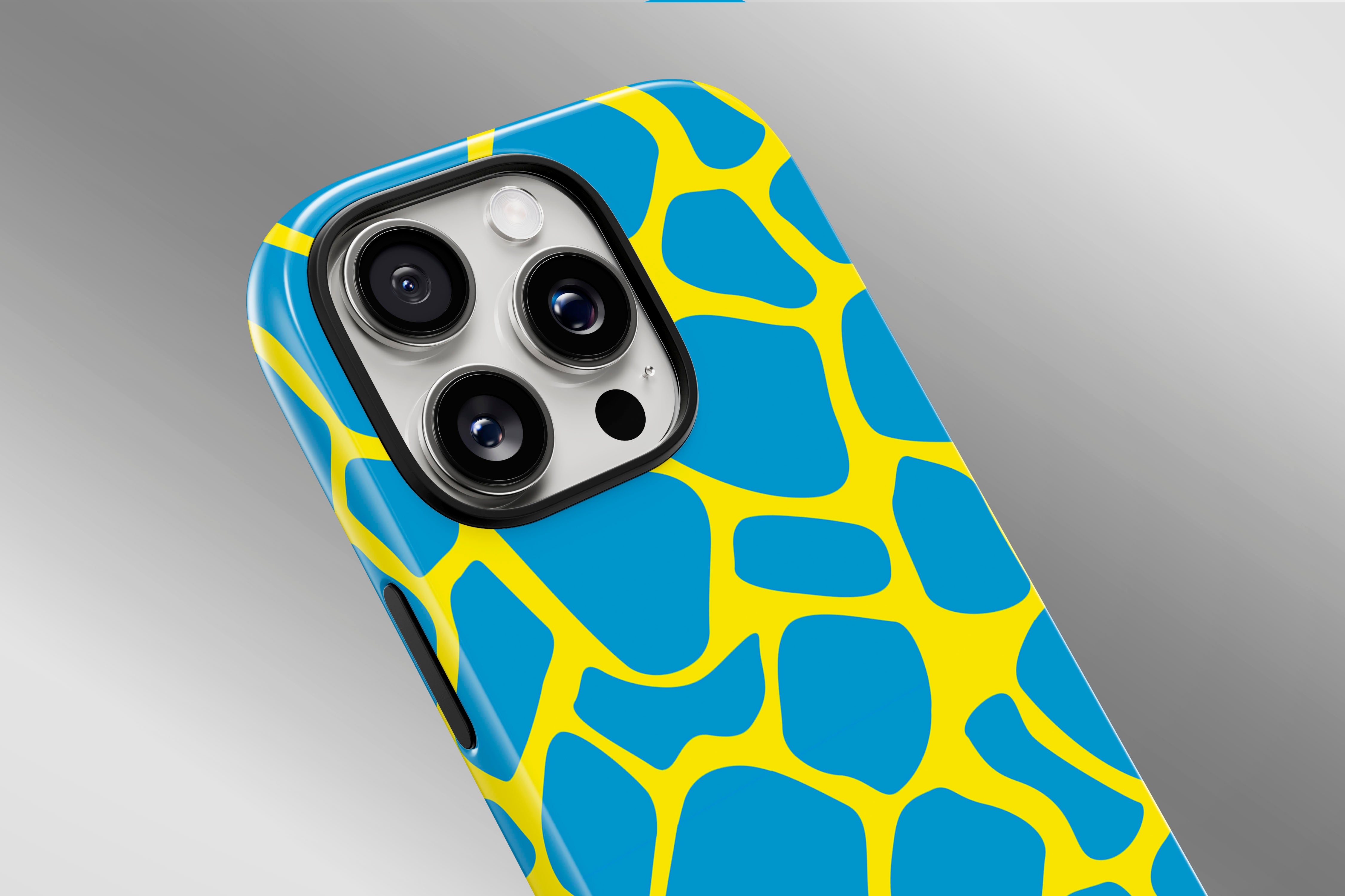 A close up image of a phone case featuring our Cow Lick design