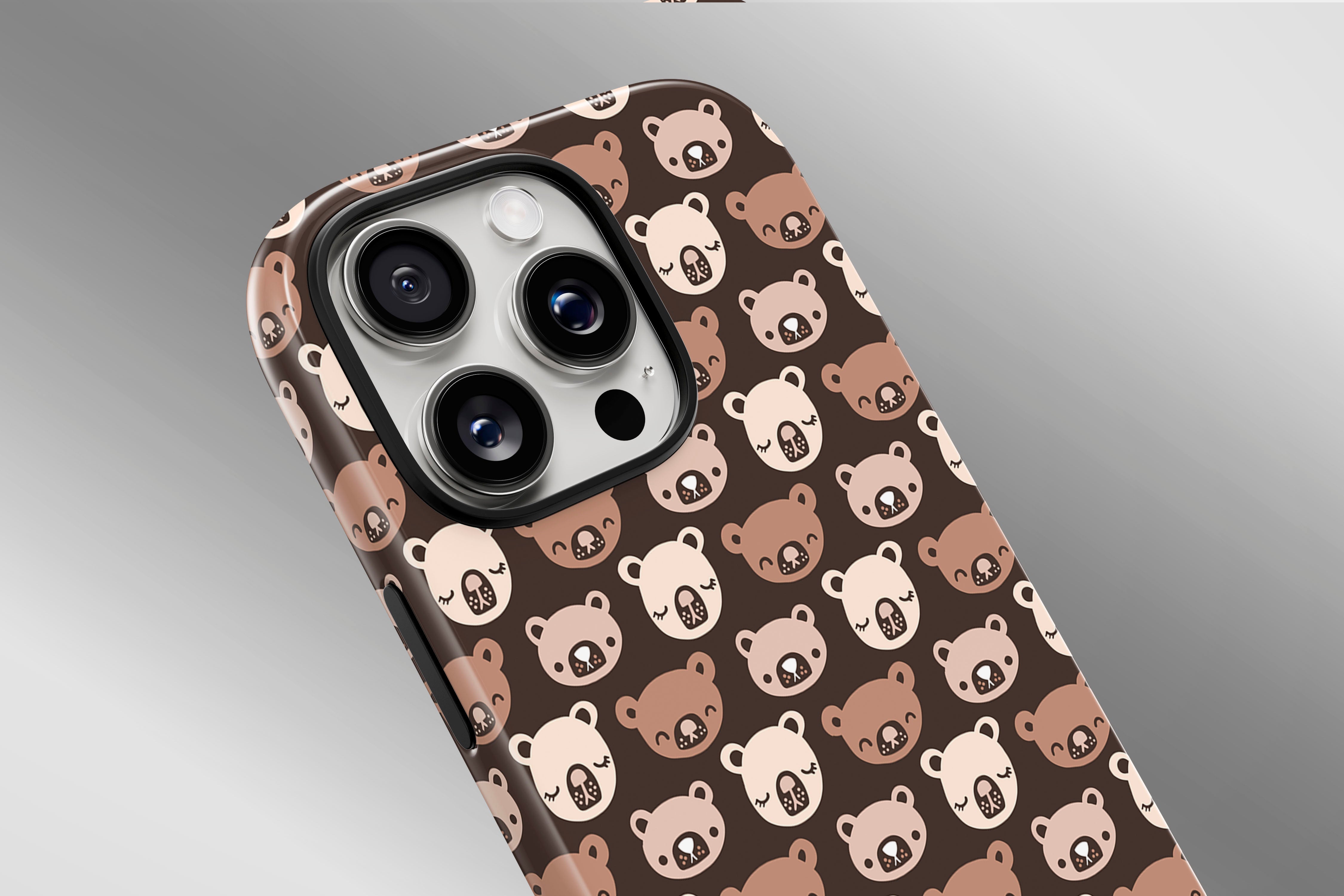 A close up image of a phone case featuring our Cute Bear design