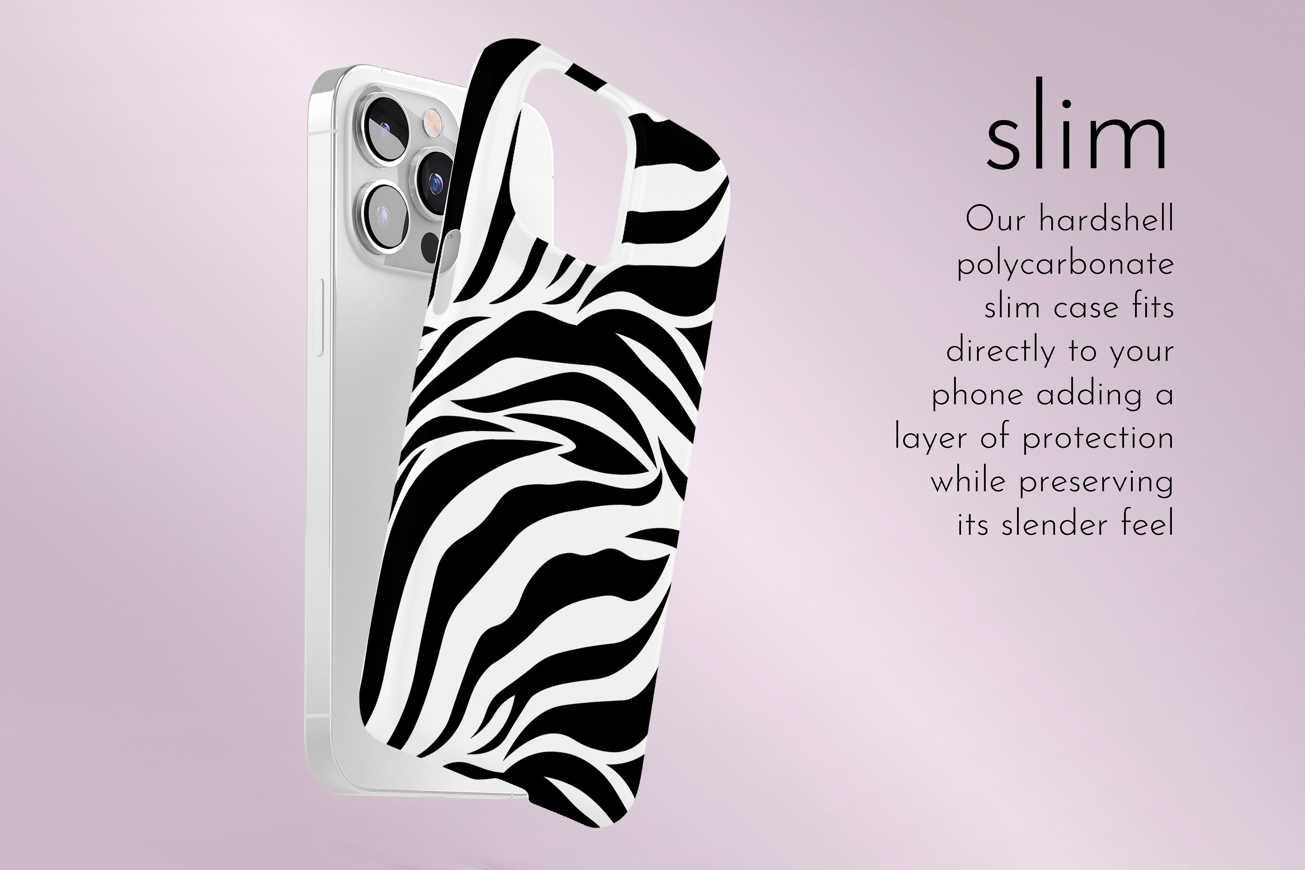 A graphic illustration of our Madagascar design describing the main features of our slim type phone case