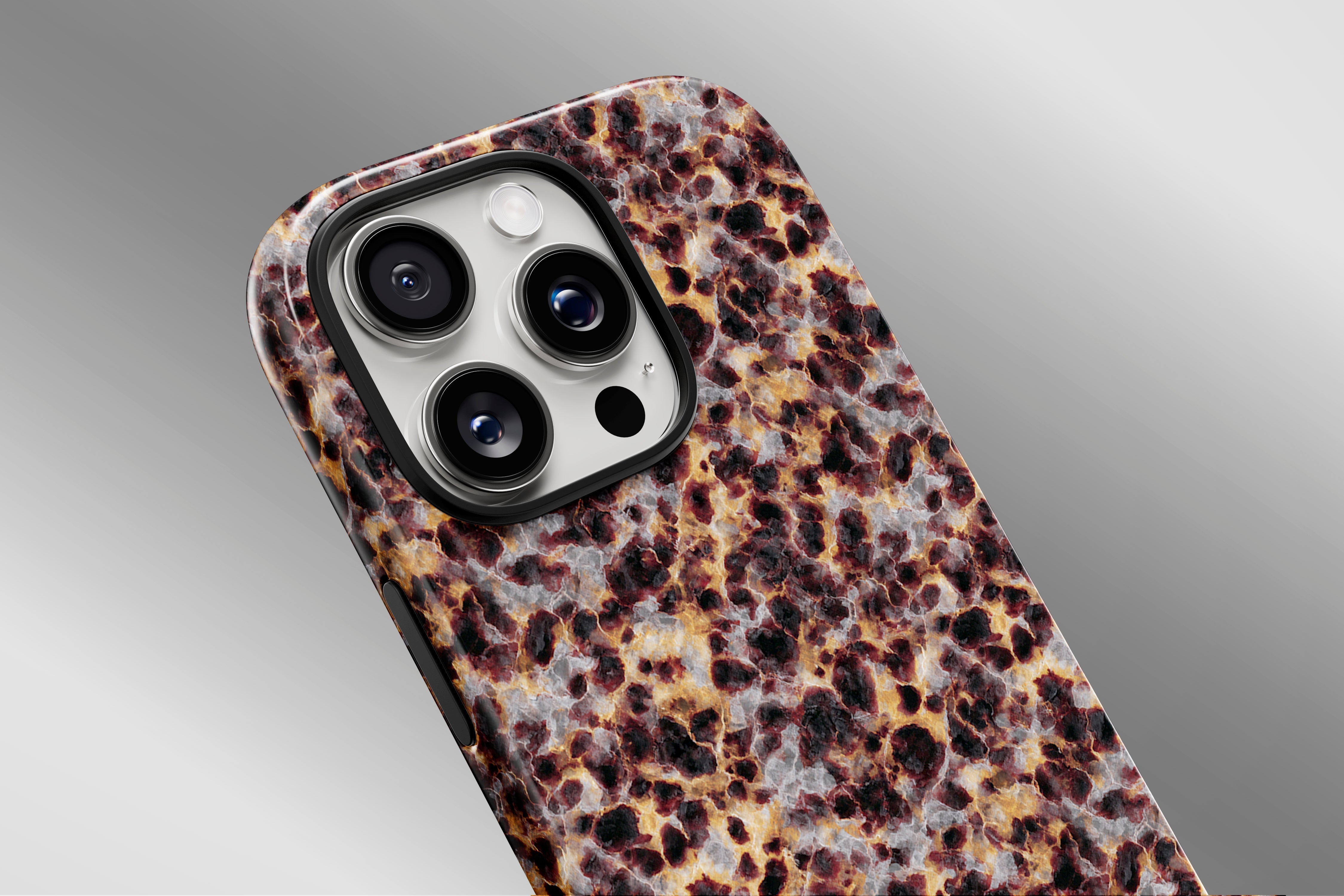 A close up image of a phone case featuring our Oxide design