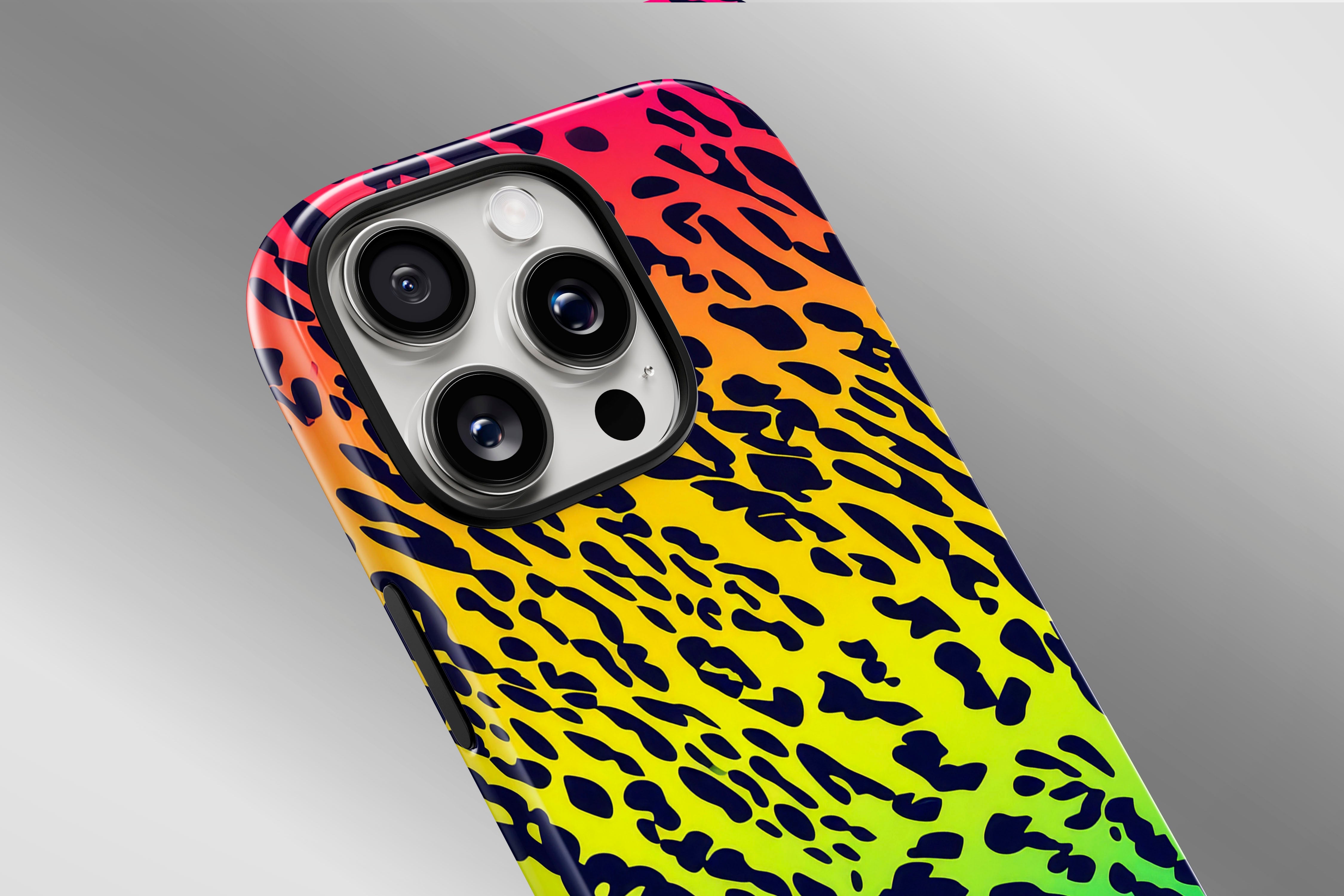 A close up image of a phone case featuring our Party Animal design