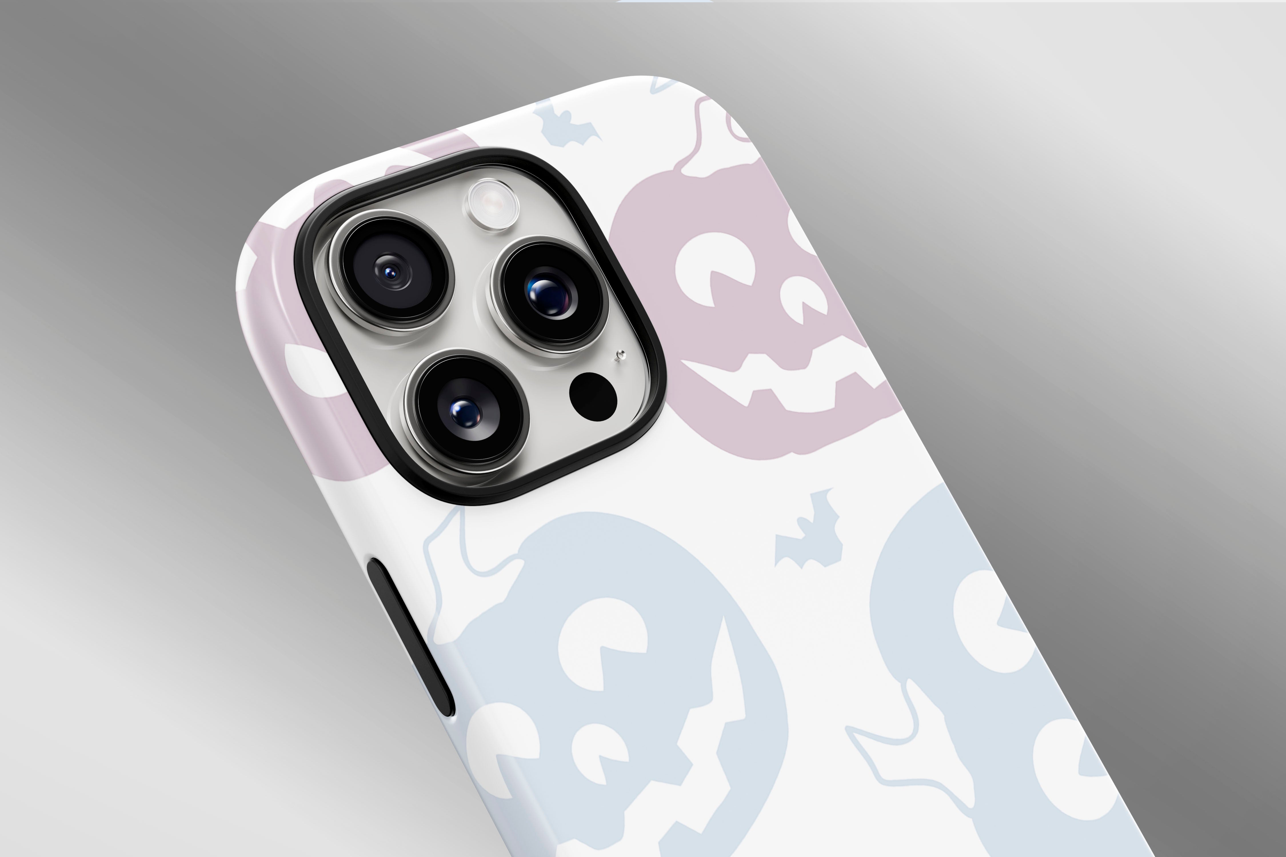A close up image of a phone case featuring our Pastel Pumpkin design