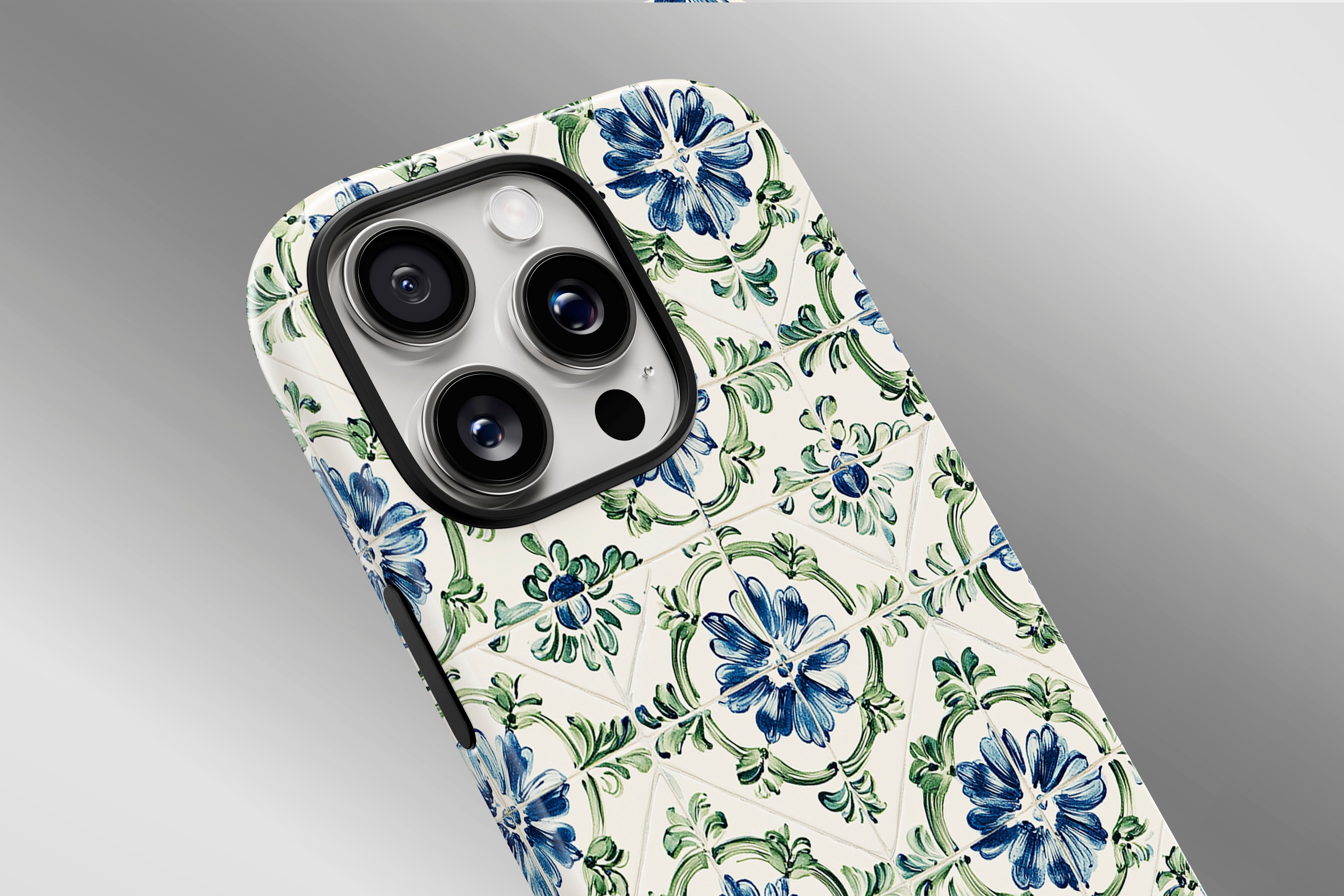 A close up image of a phone case featuring our Pretty Tile design
