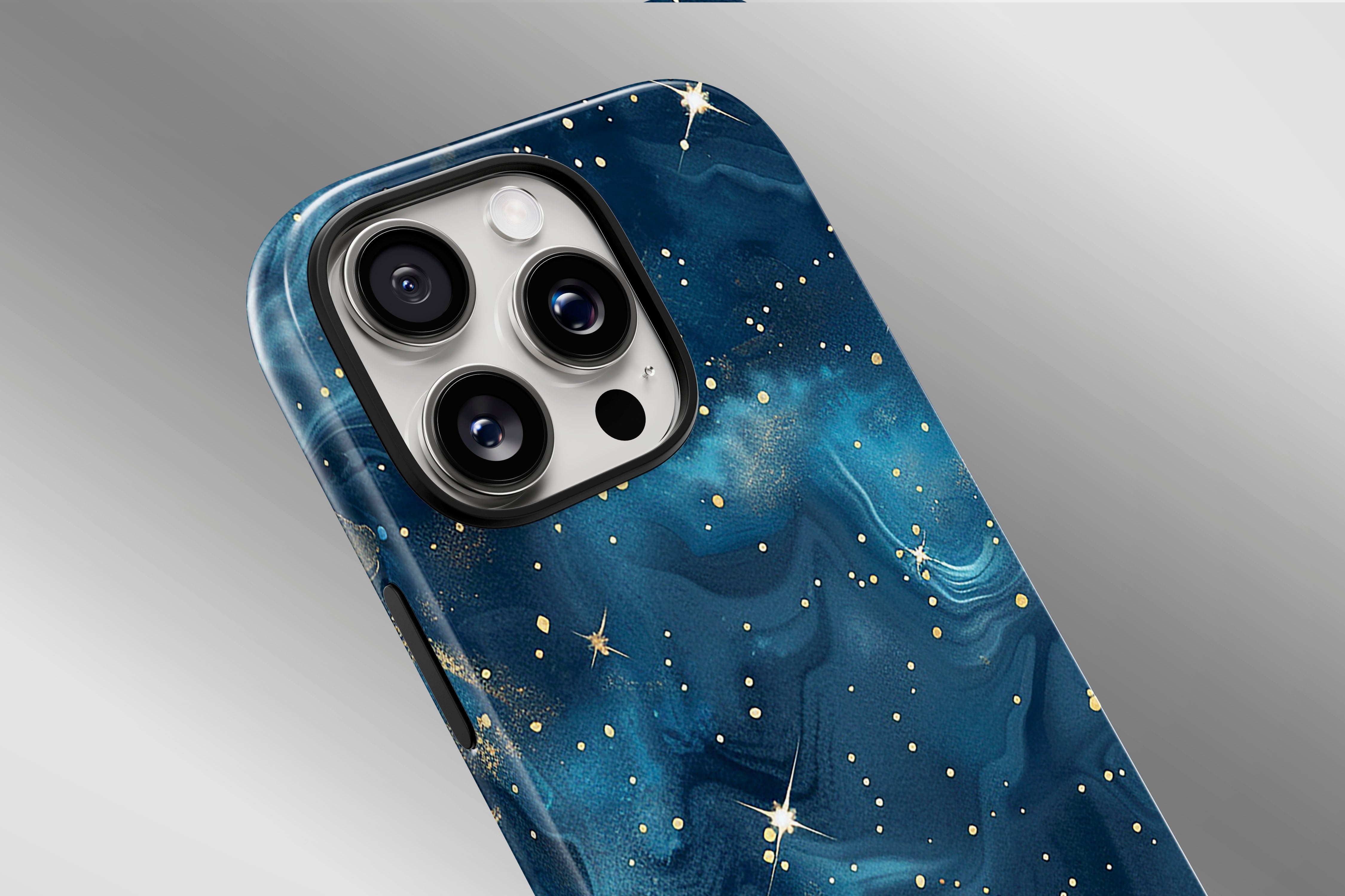 A close up image of a phone case featuring our Starry Night design