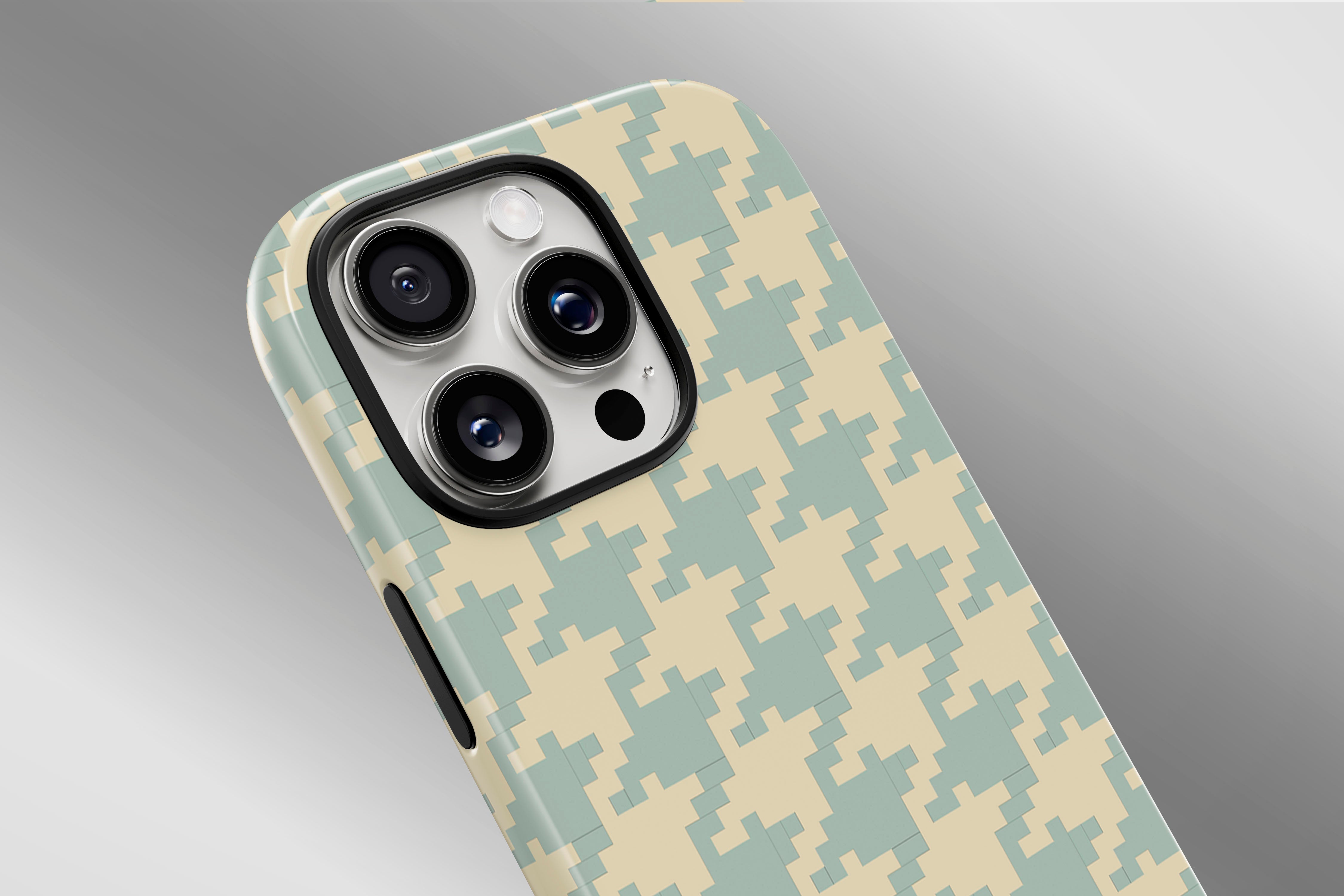 A close up image of a phone case featuring our Subtle Houndstooth design