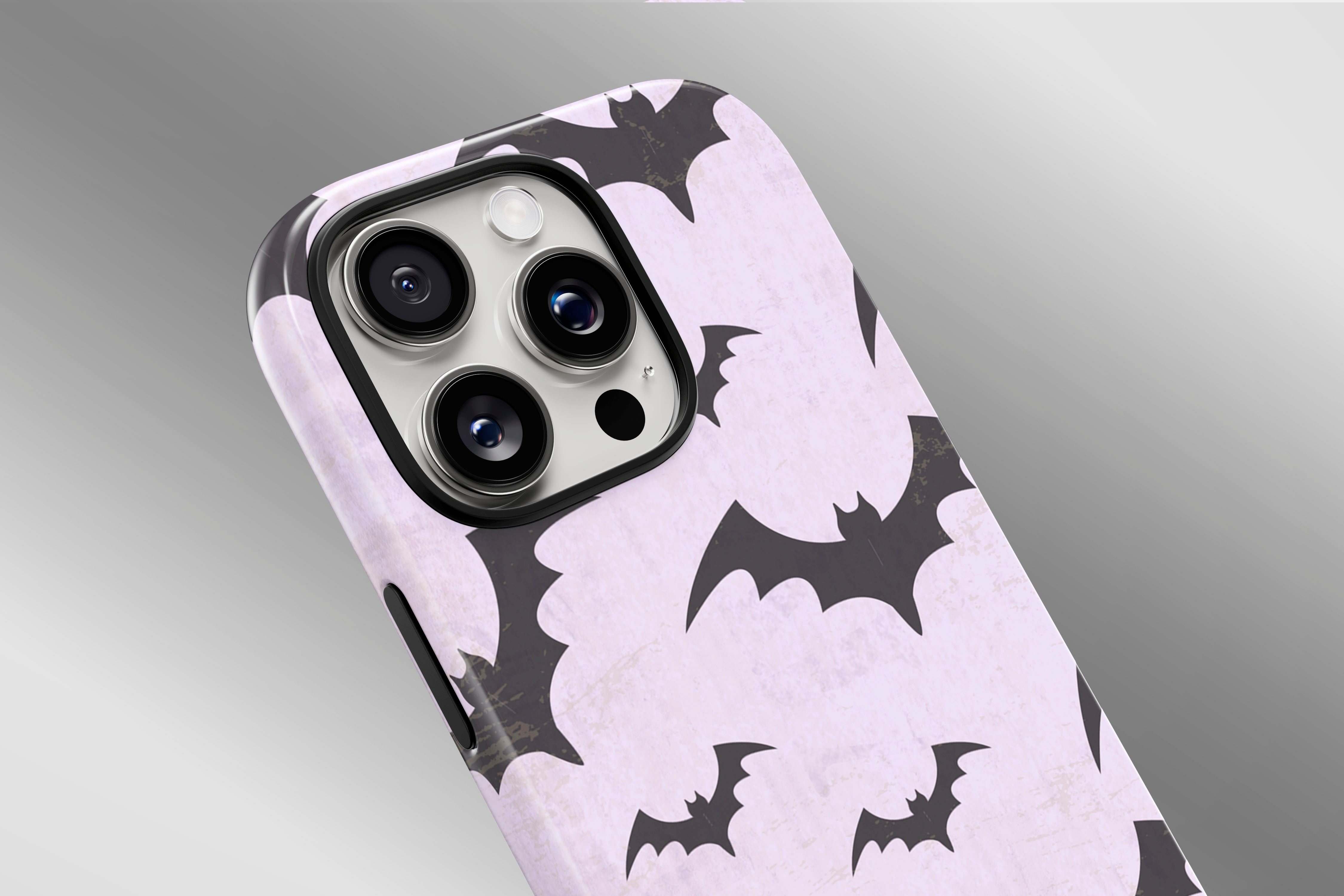 A close up image of a phone case featuring our Watercolour Bats design