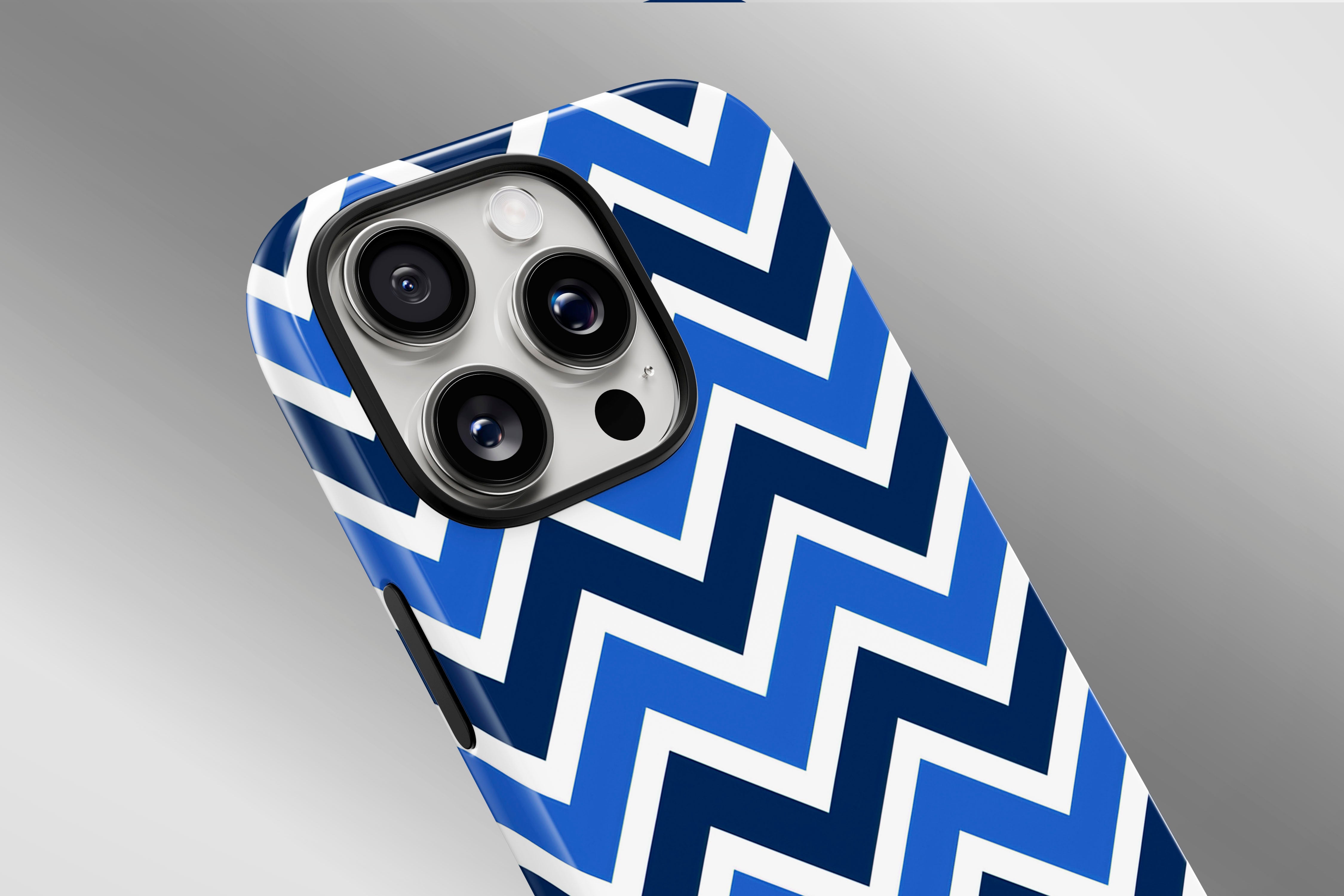 A close up image of a phone case featuring our Zig design