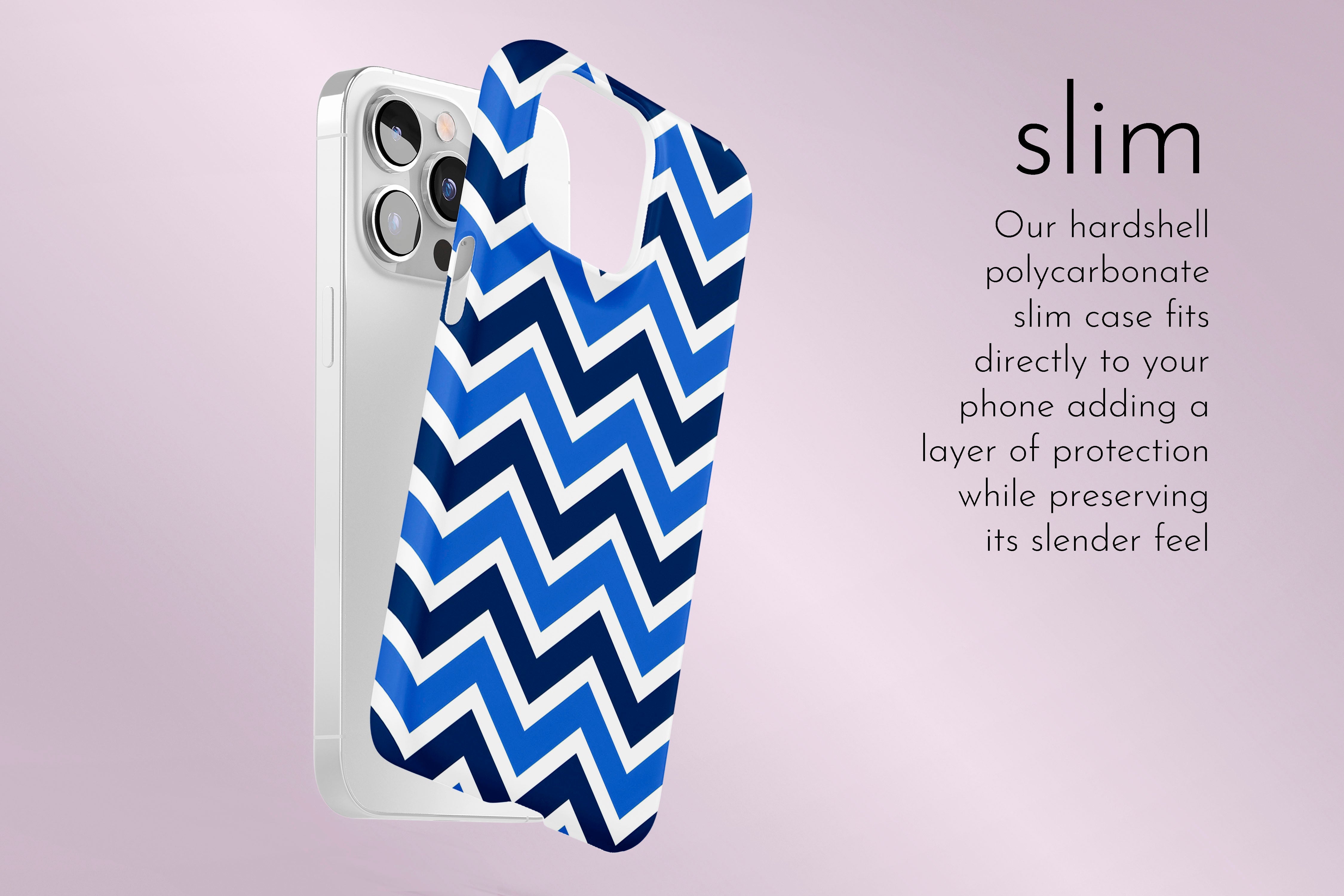 A graphic illustration of our Zig design describing the main features of our slim type phone case