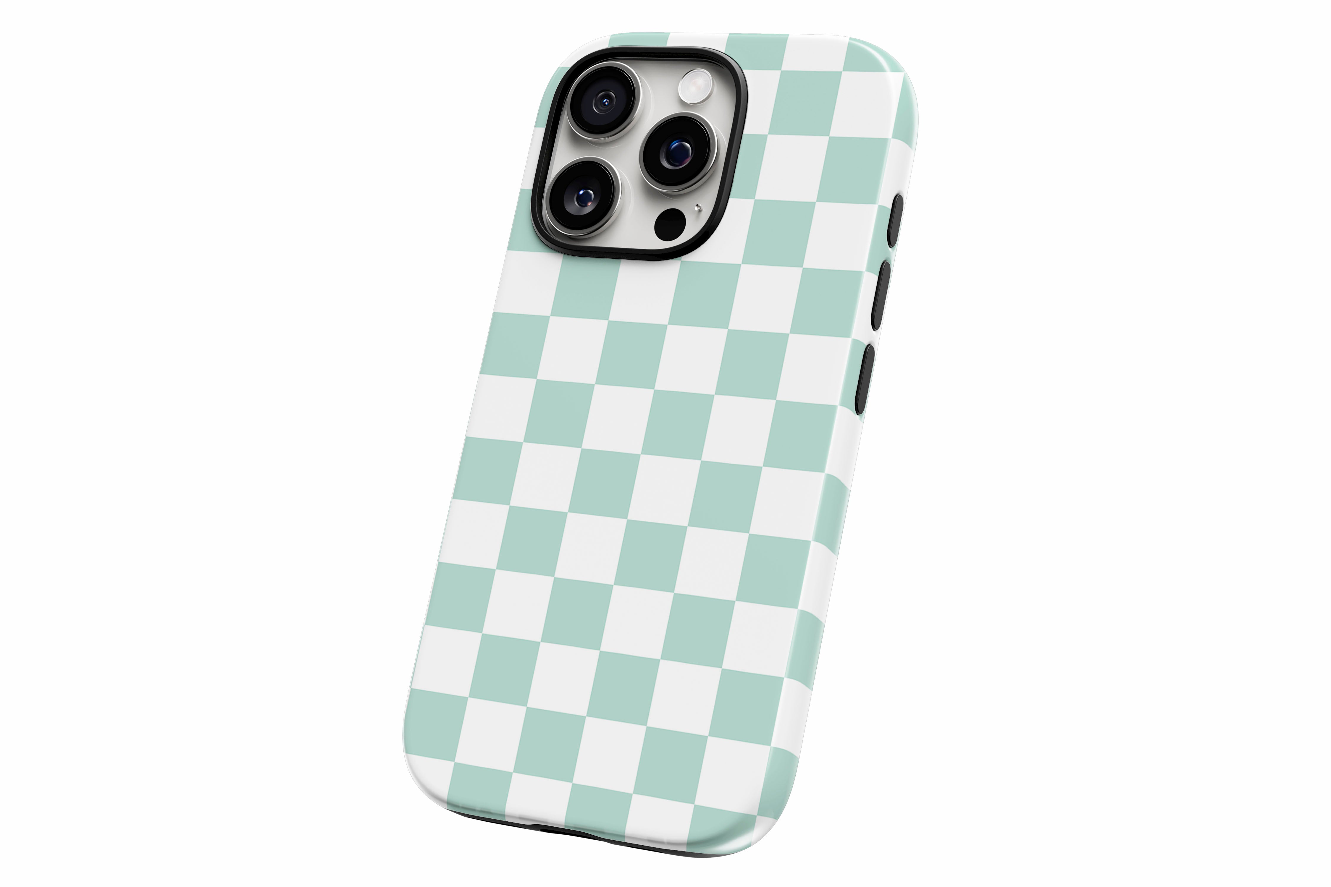Another product image featuring our Aqua Checkerboard design showing the product from a slight side angle on a white background