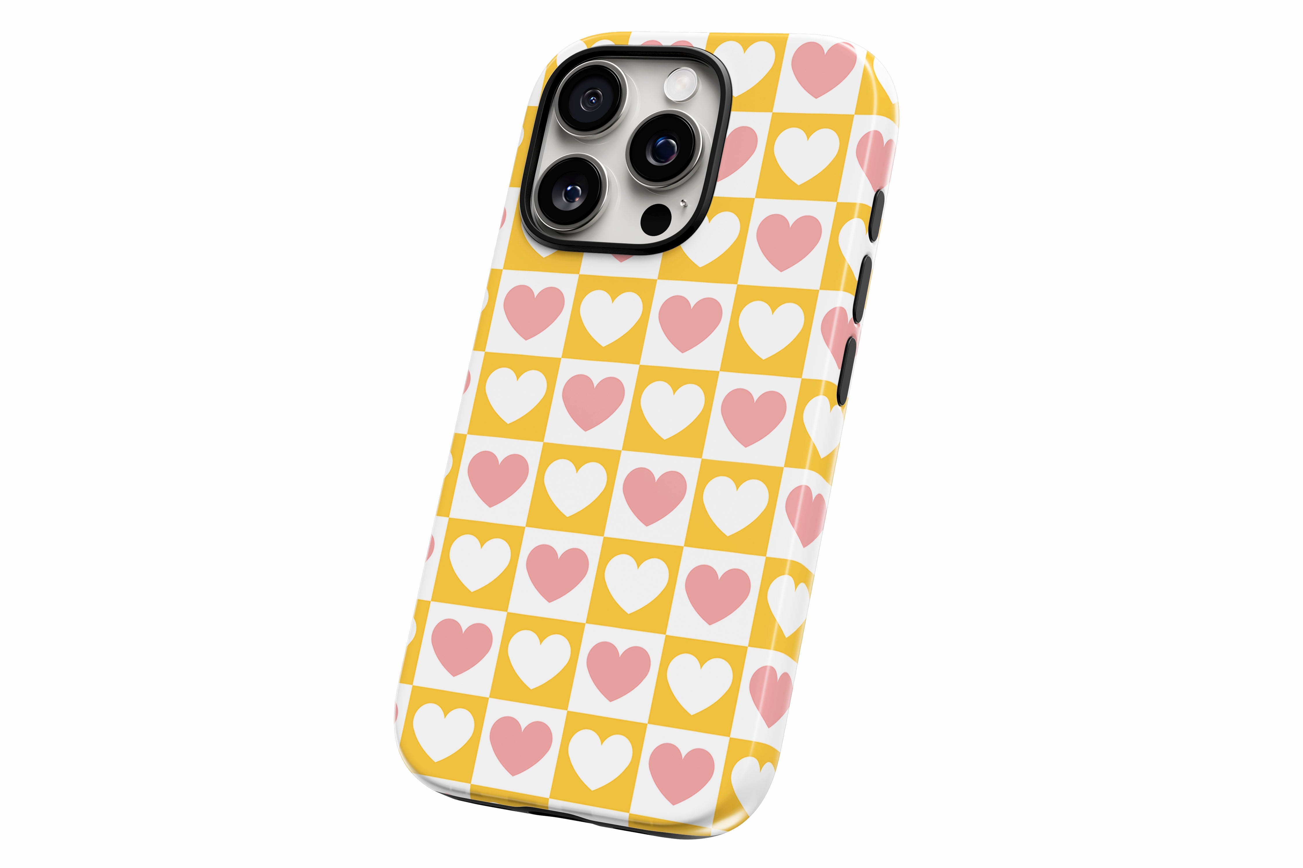 Another product image featuring our Check Heart design showing the product from a slight side angle on a white background