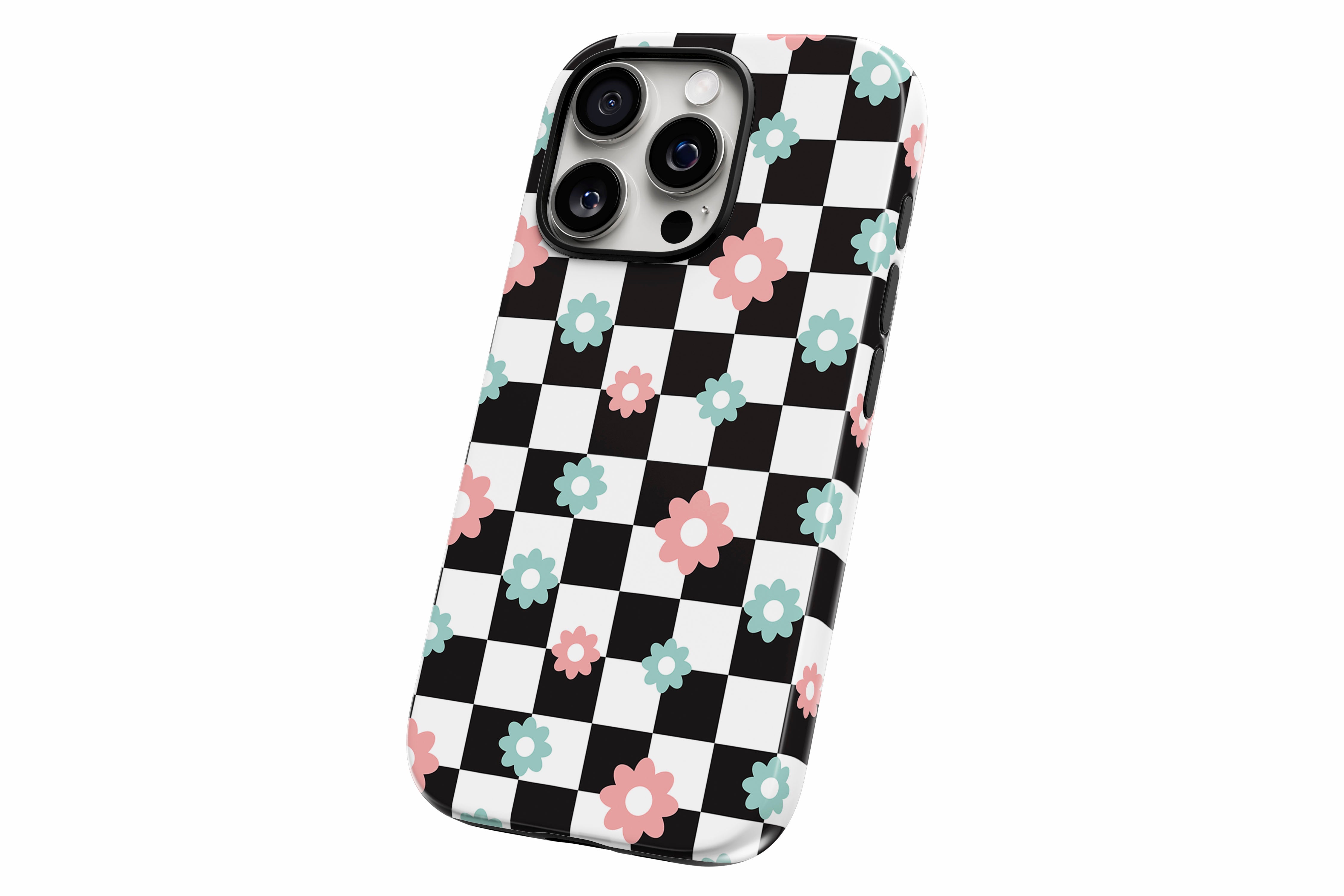 Another product image featuring our Check Flower design showing the product from a slight side angle on a white background