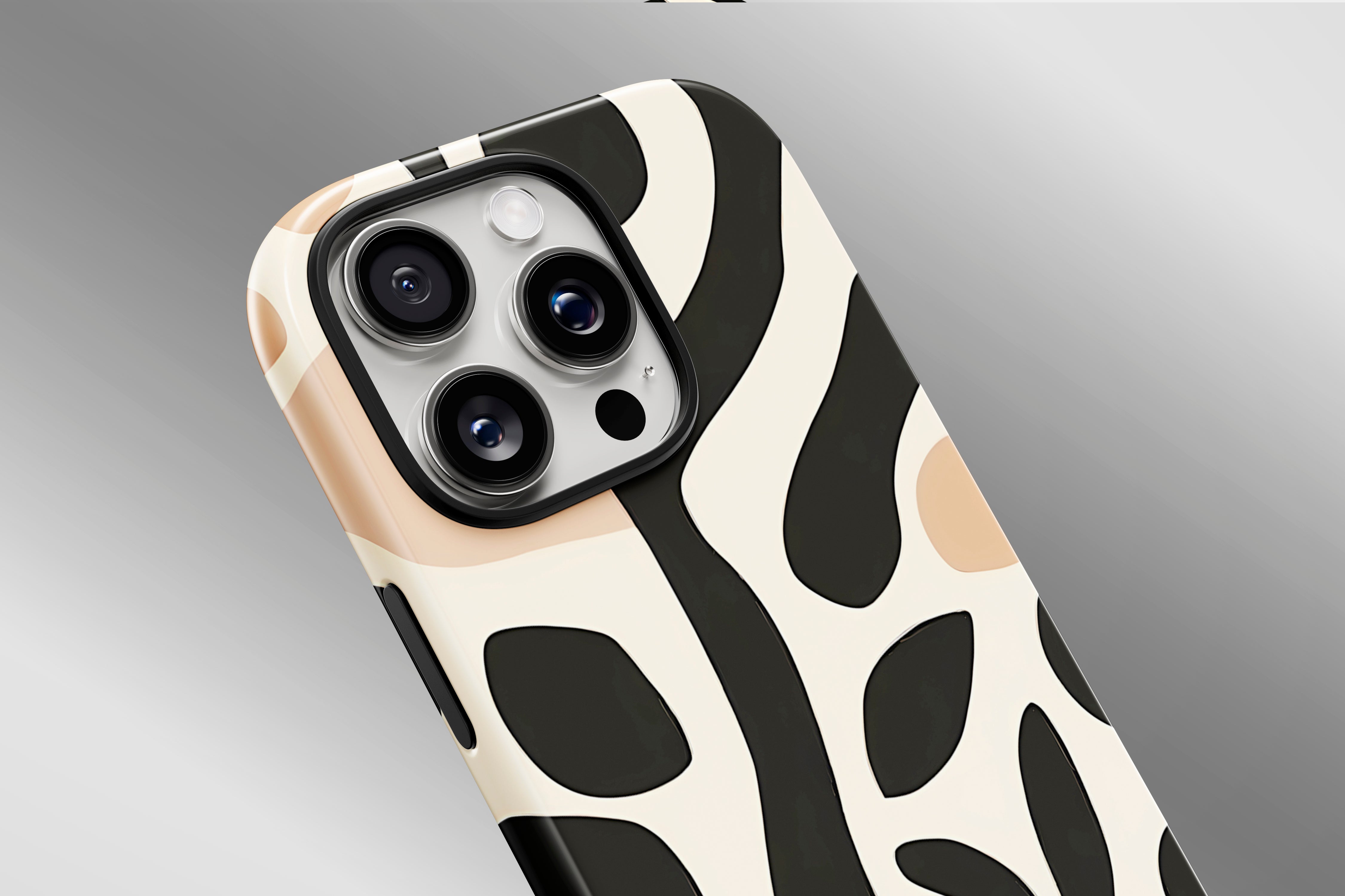 A close up image of a phone case featuring our Abstract Jungle  design