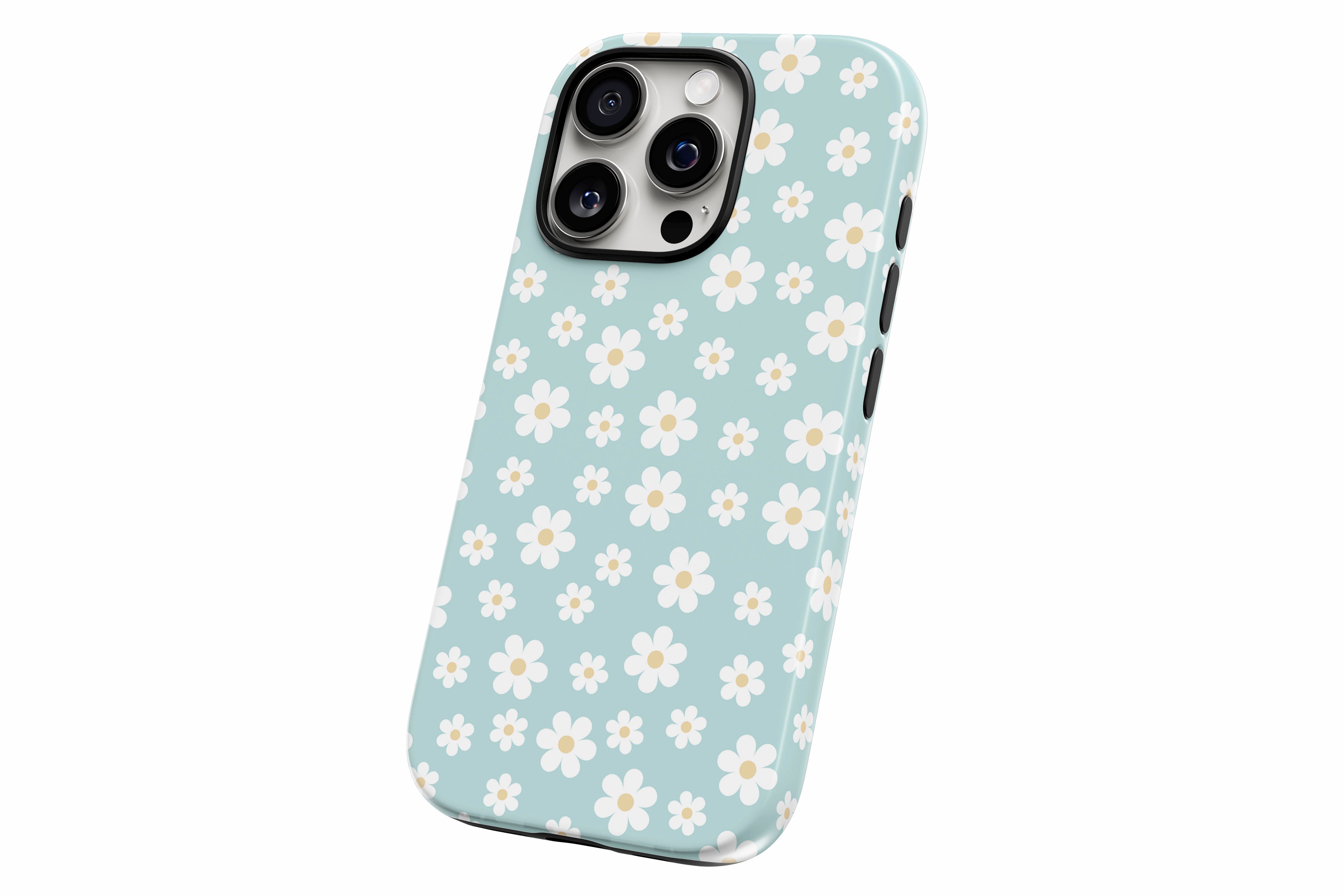 Another product image featuring our Aqua Daisy design showing the product from a slight side angle on a white background