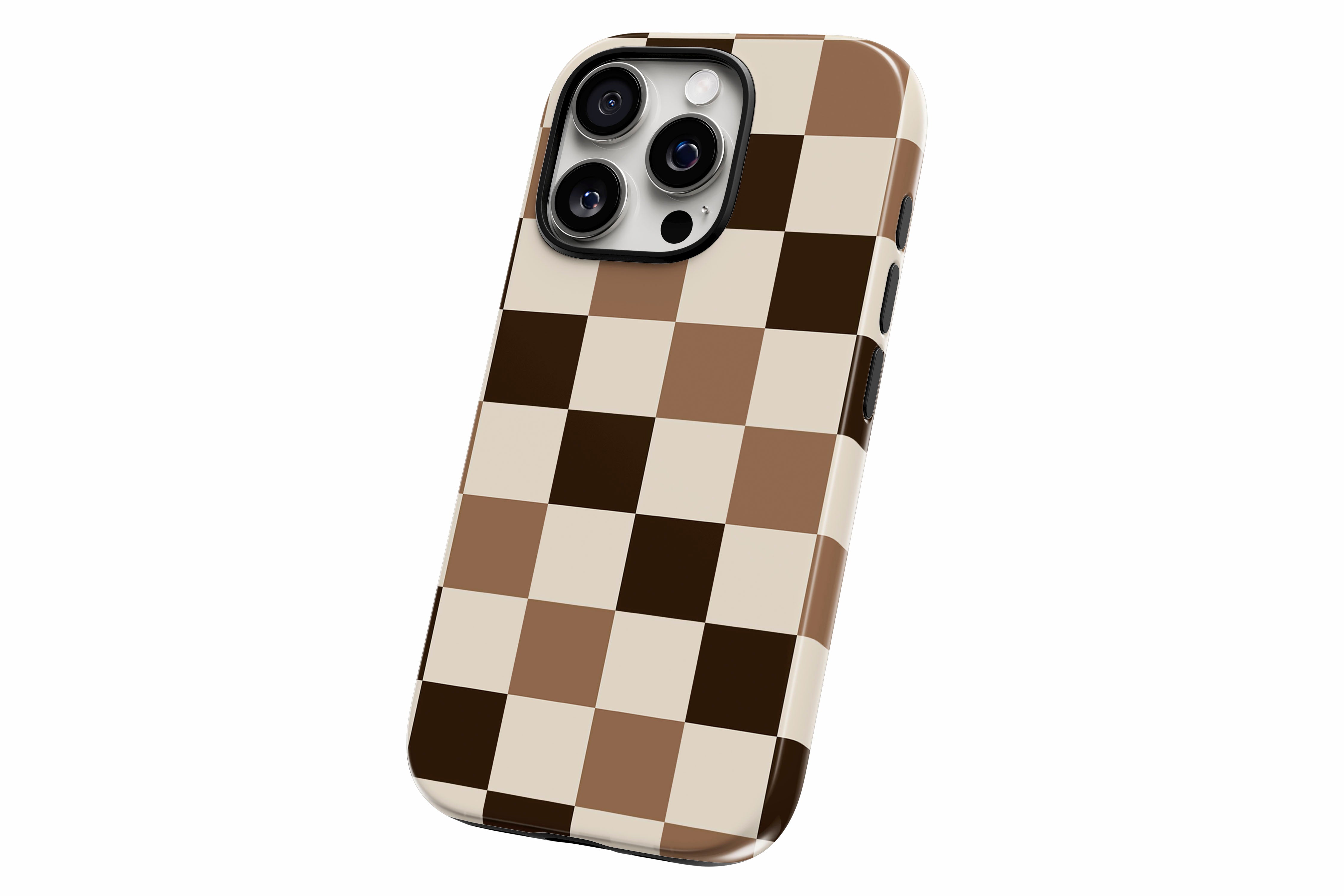Another product image featuring our Chocolate Check design showing the product from a slight side angle on a white background