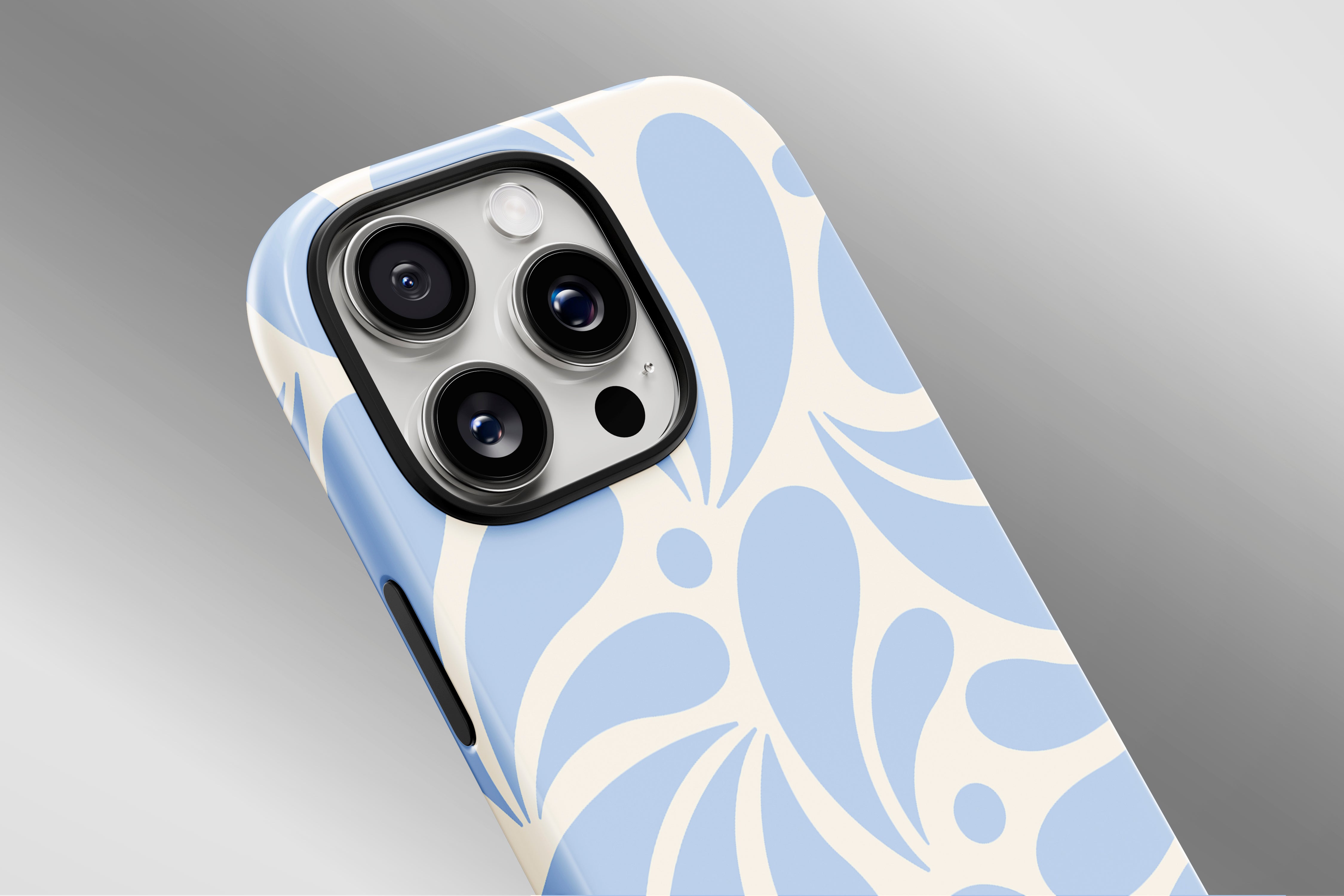 A close up image of a phone case featuring our Droplets  design