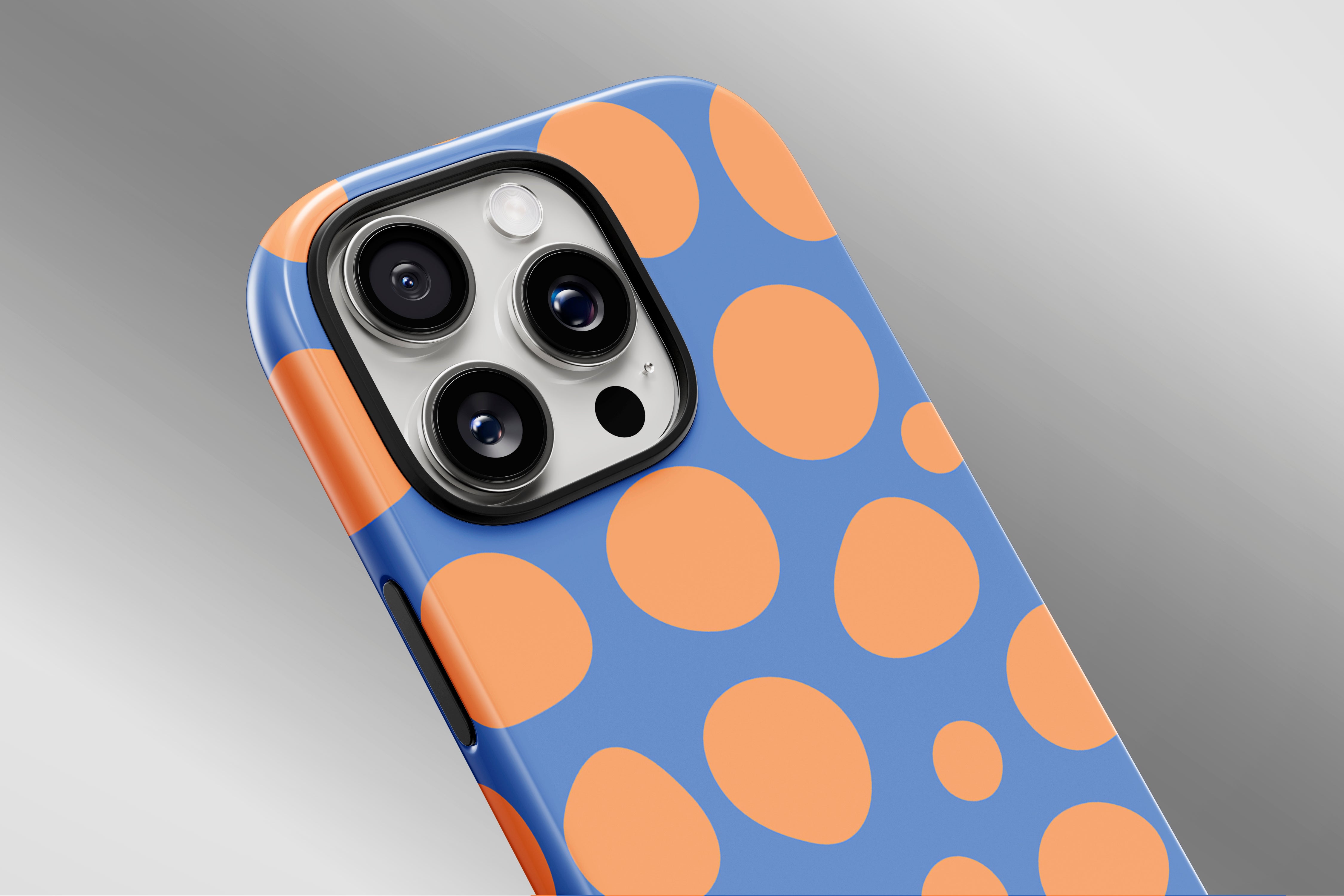 A close up image of a phone case featuring our Fizzy Bubble  design
