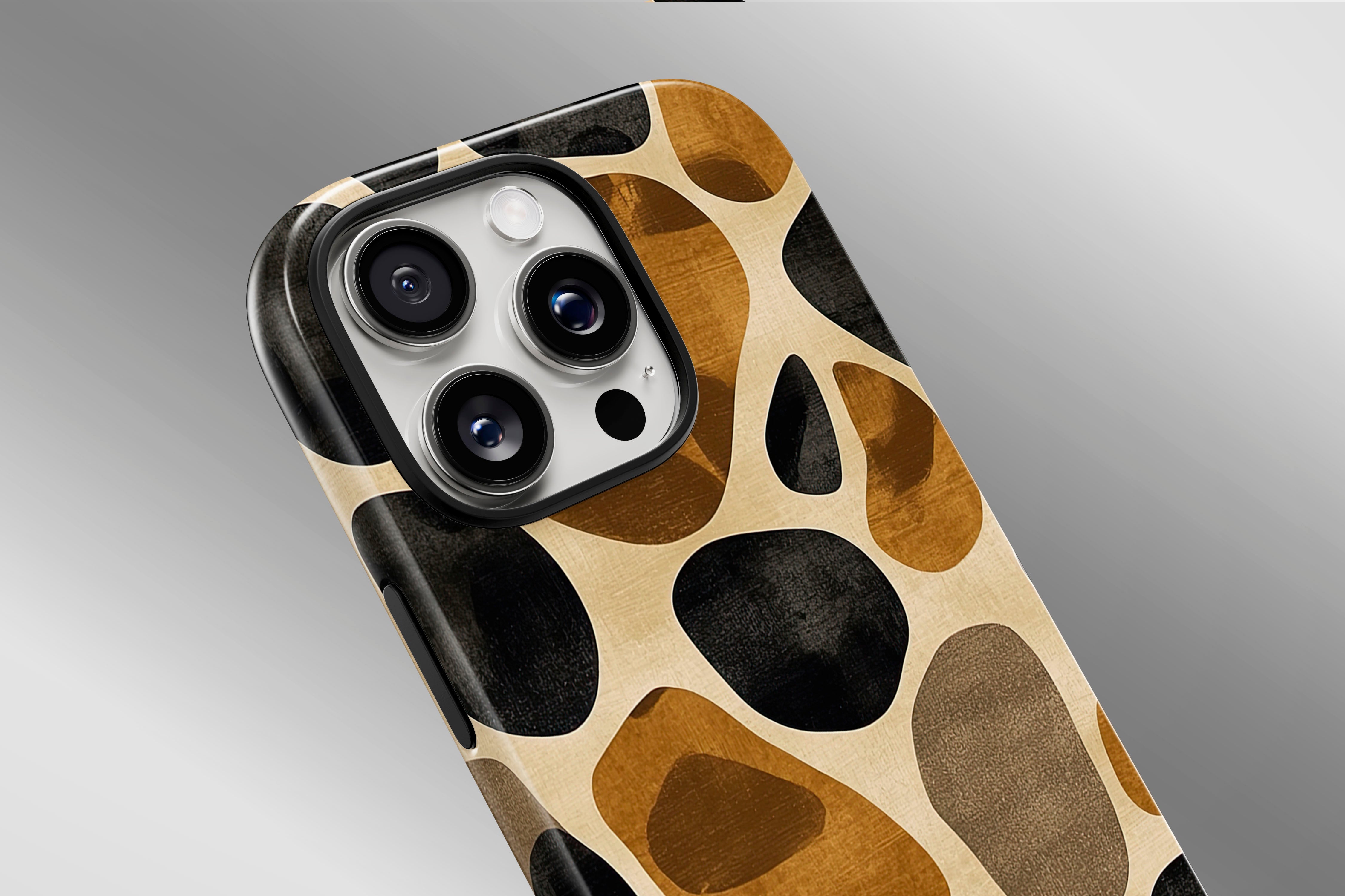 A close up image of a phone case featuring our Giraffe design