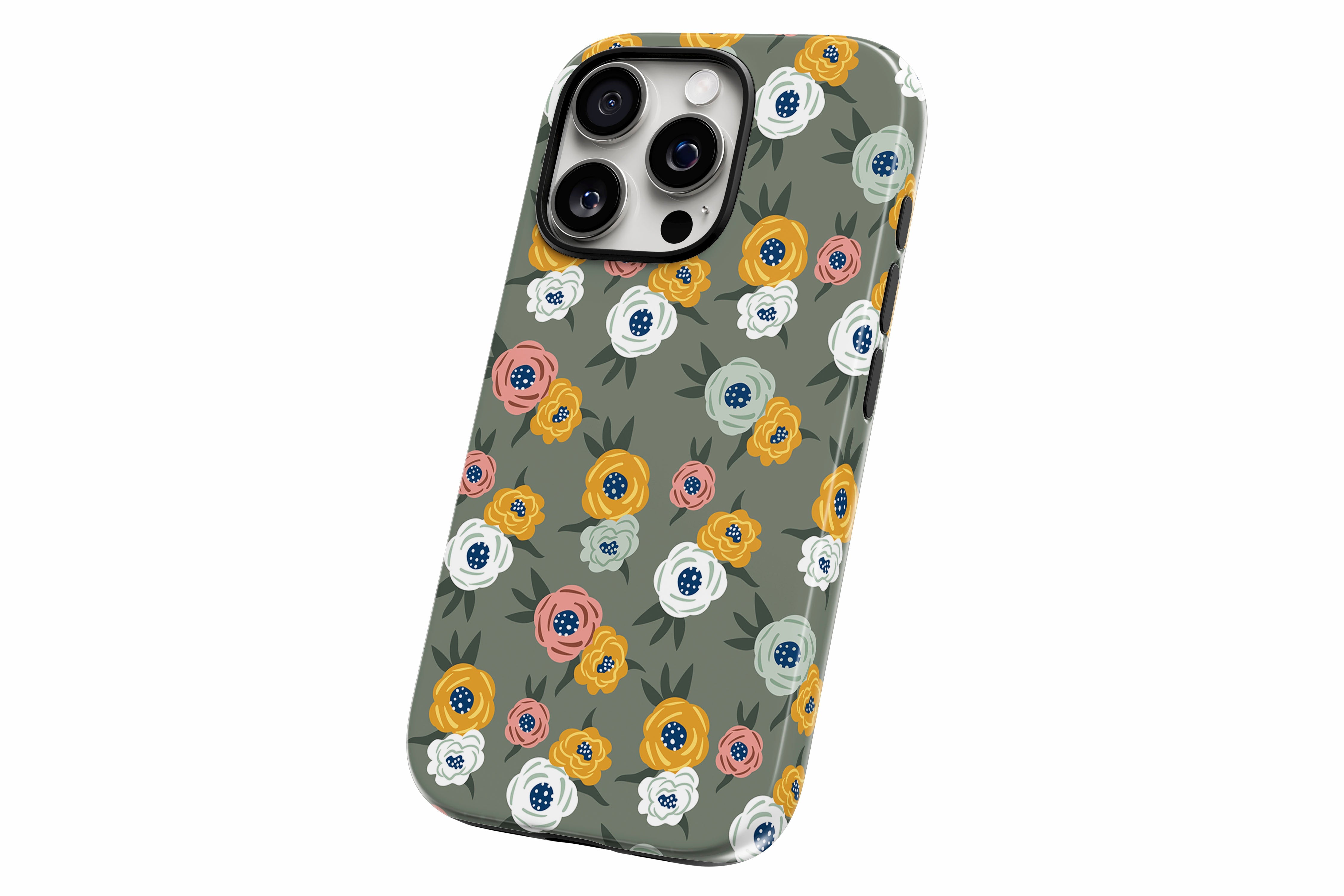 Another product image featuring our Green Floral design showing the product from a slight side angle on a white background