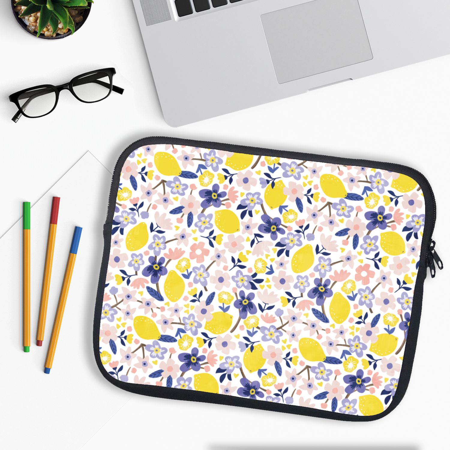Flora Lemon Laptop Sleeve