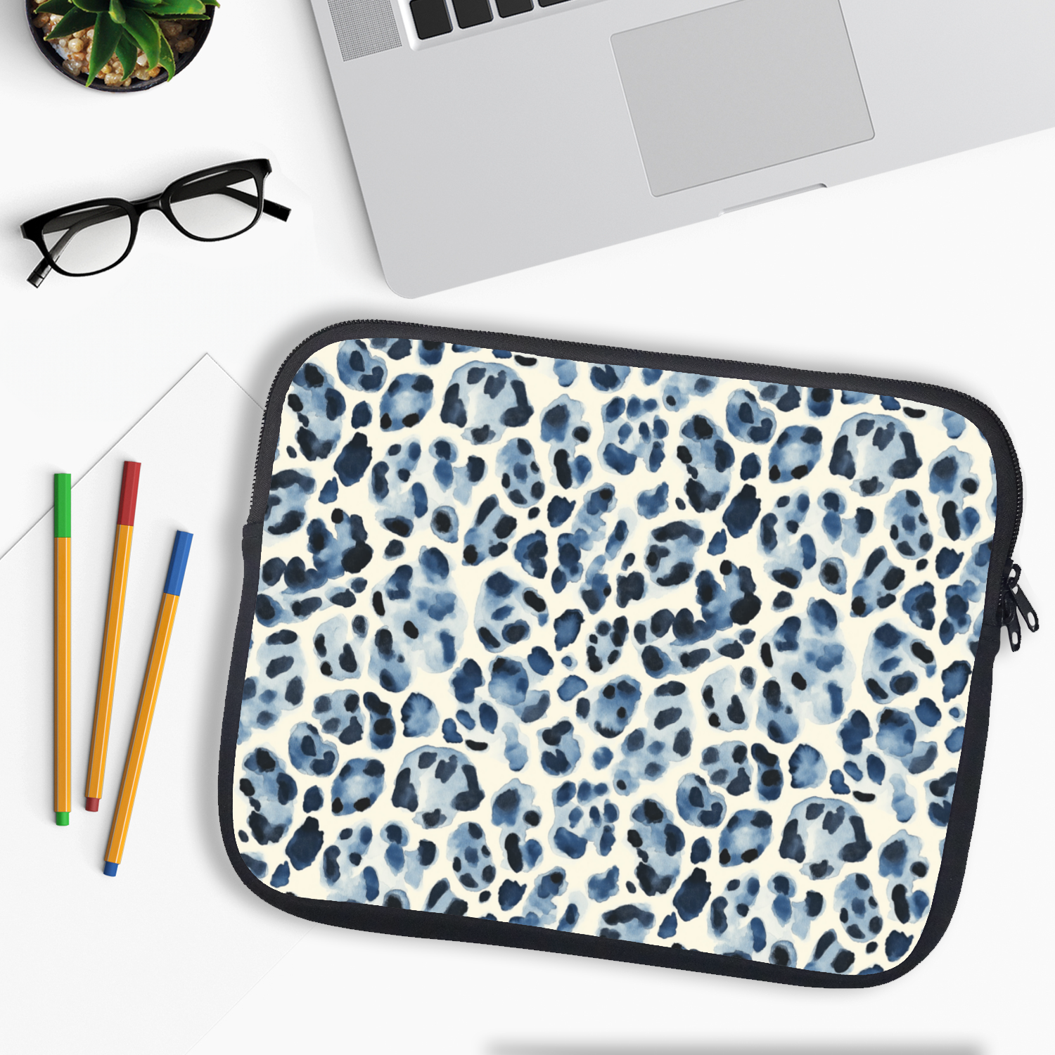 Blue Leopard Laptop Sleeve