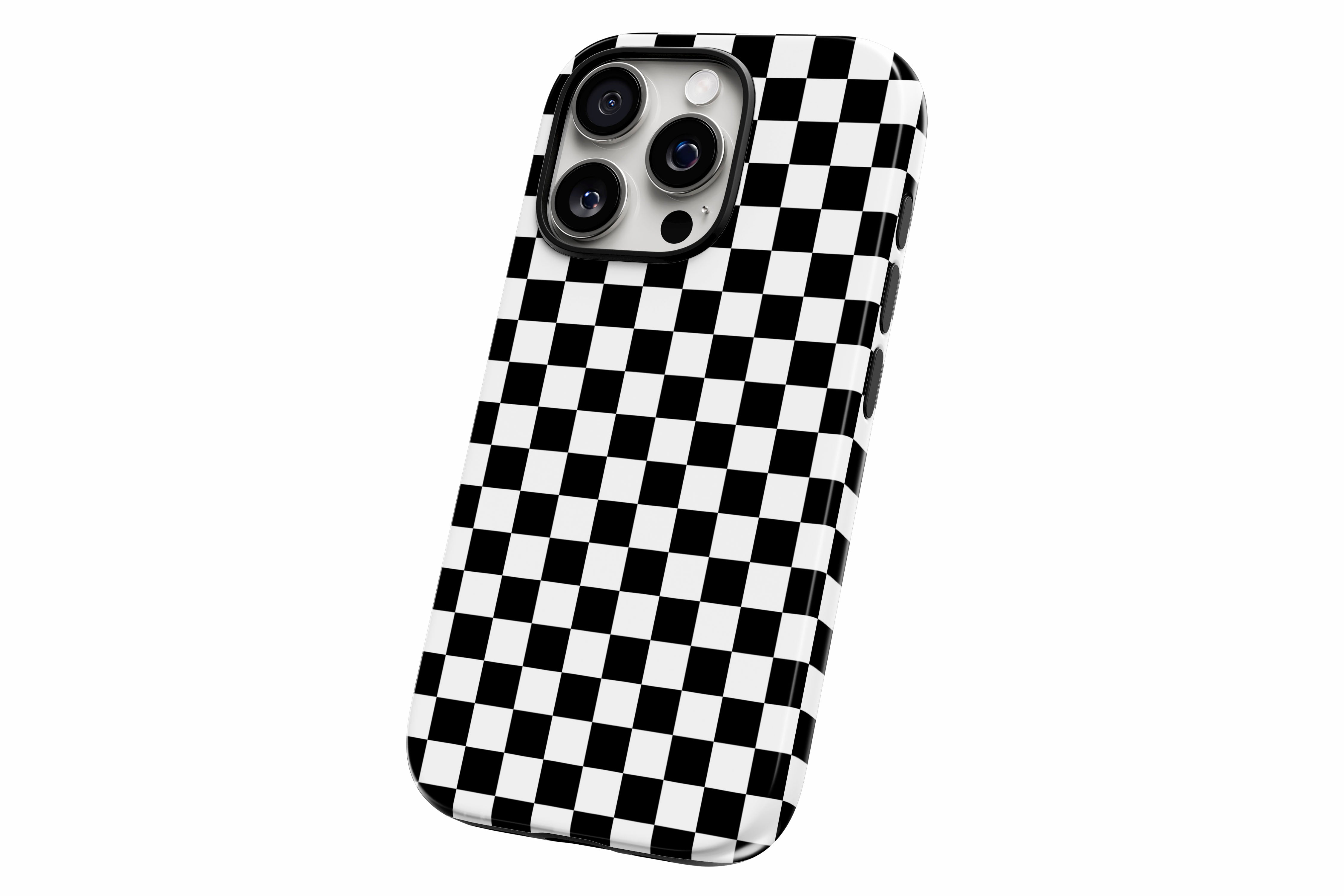 Another product image featuring our Mono Checkerboard design showing the product from a slight side angle on a white background