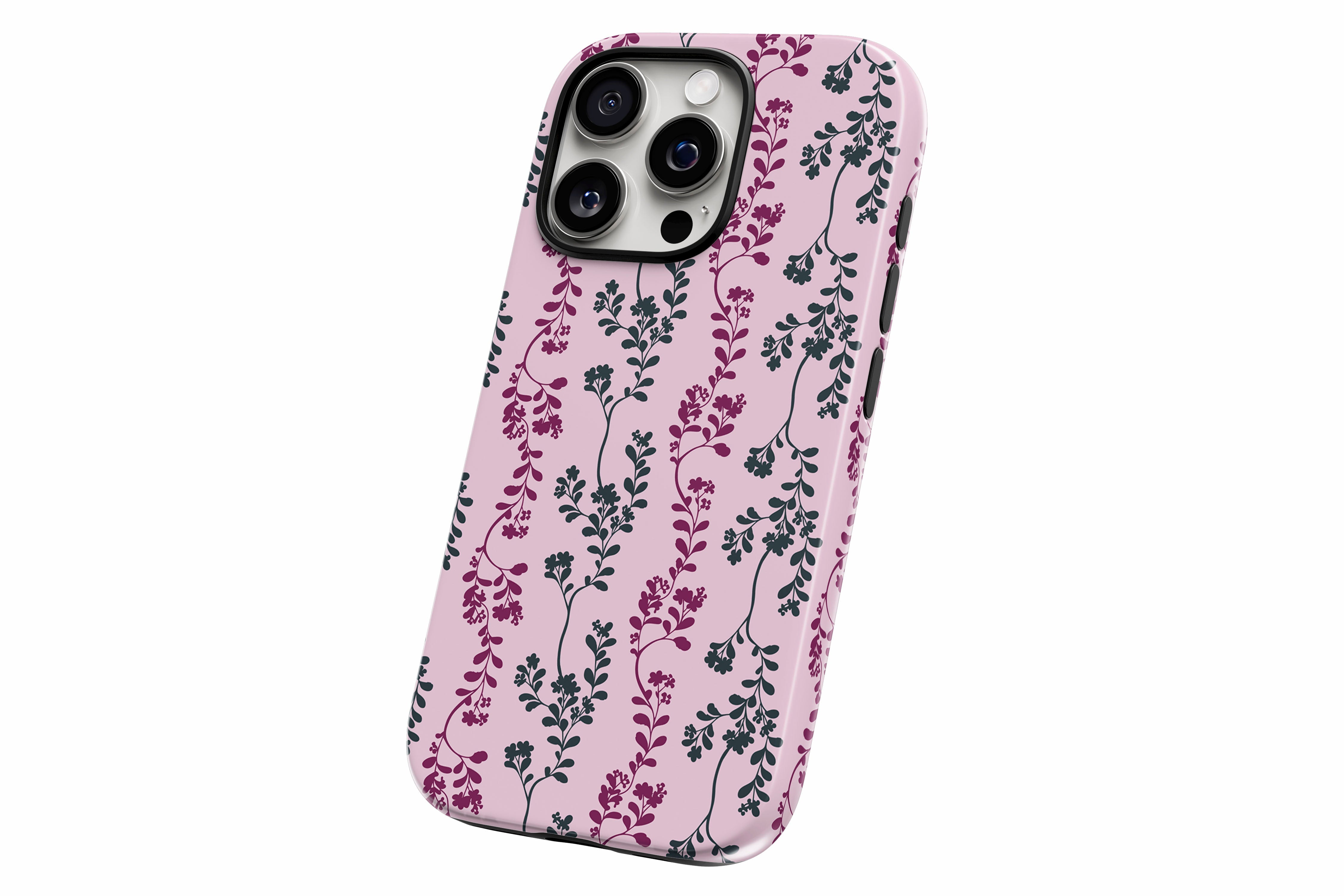 Another product image featuring our Pretty Pink Leaf design showing the product from a slight side angle on a white background
