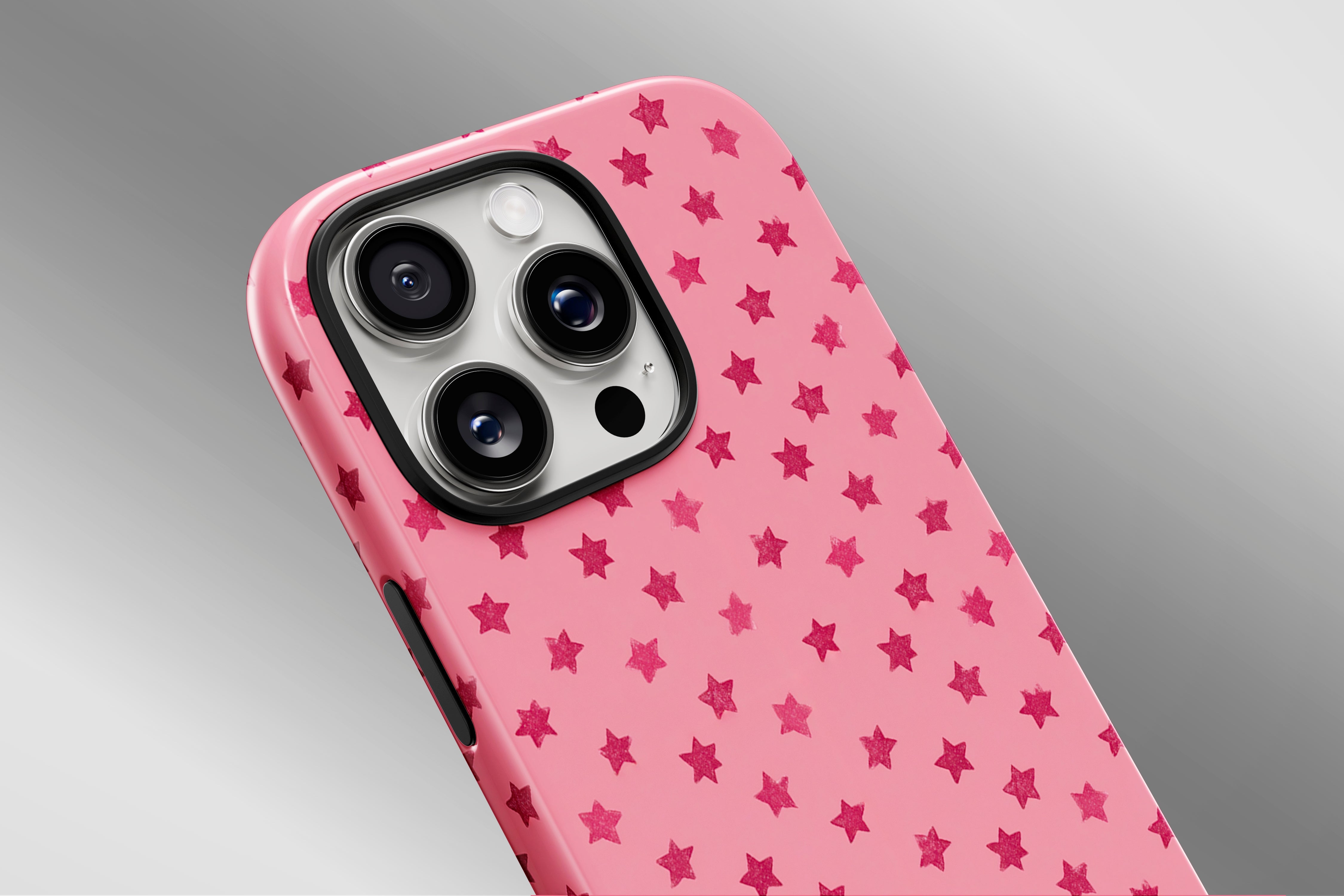 A close up image of a phone case featuring our Rouge Stars  design