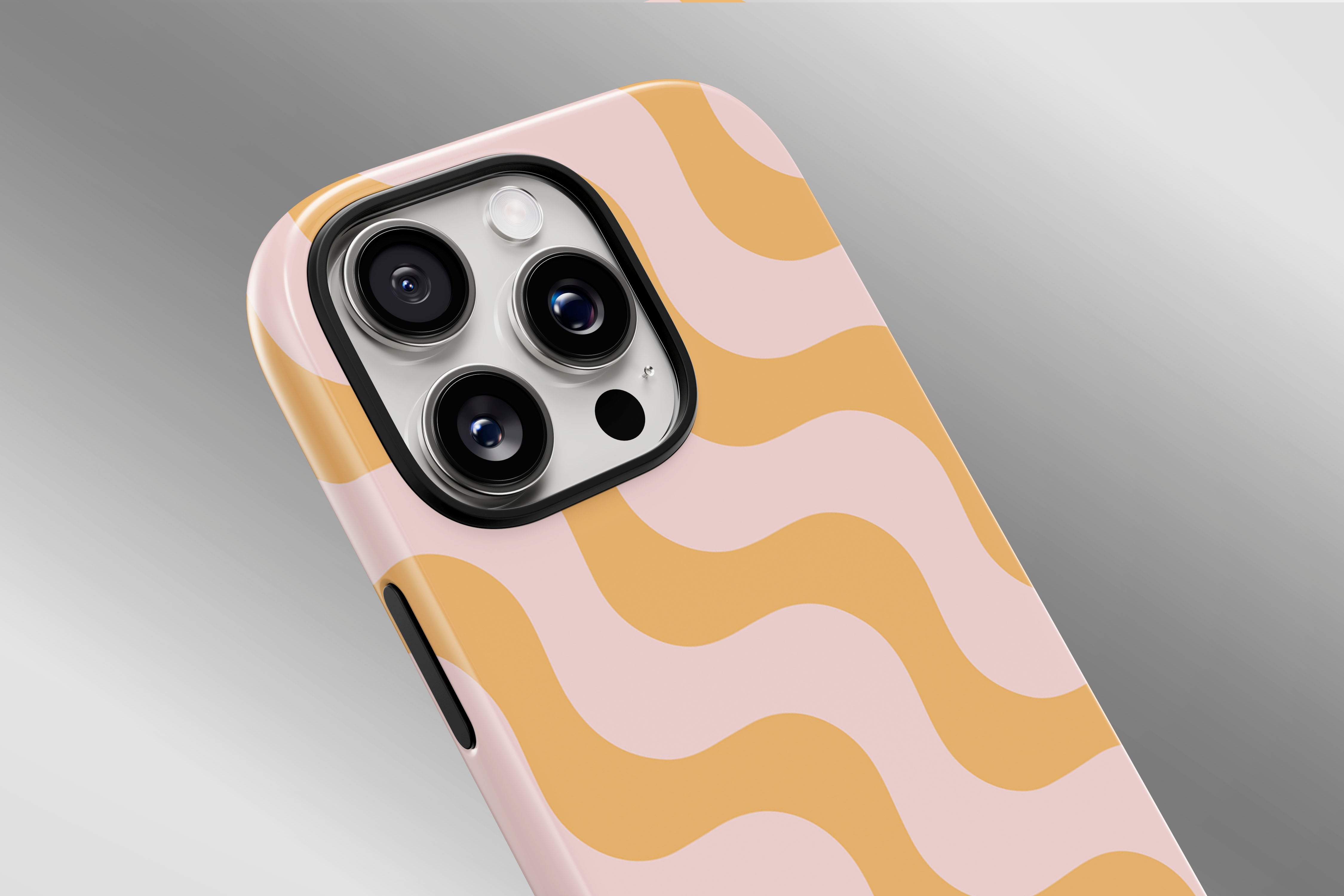 A close up image of a phone case featuring our Wiggle Wiggle design